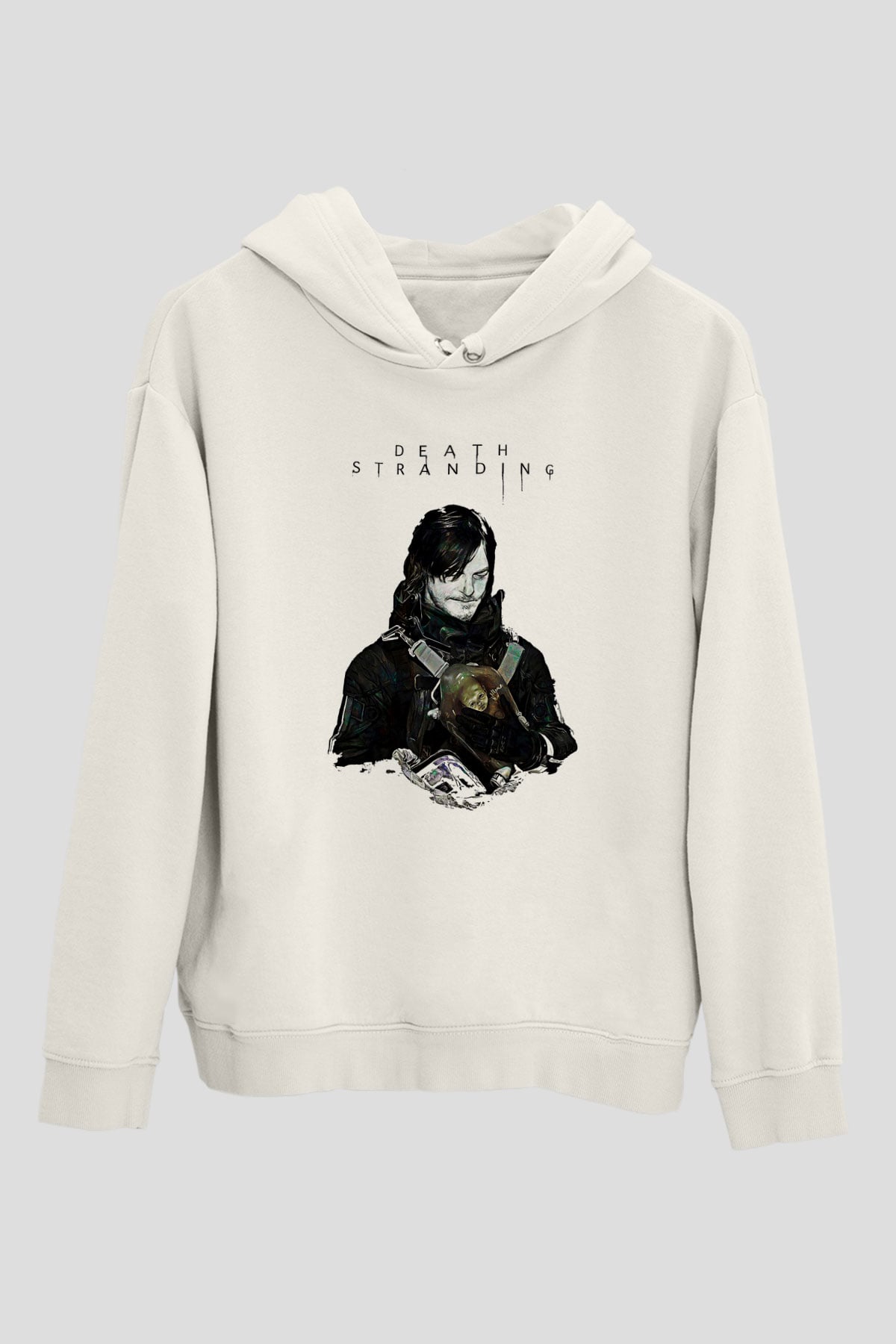 Death Stranding Baskılı Beyaz Unisex Kapüşonlu Sweatshirt