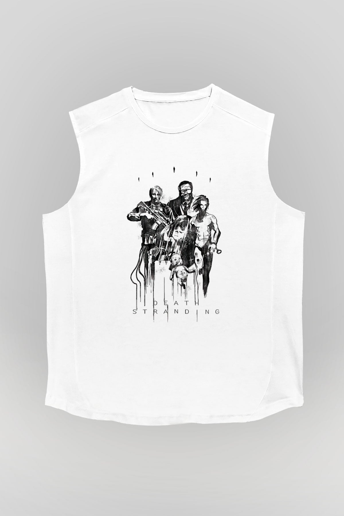 Death Stranding Baskılı Beyaz Unisex Kolsuz Tişört - Tshirt