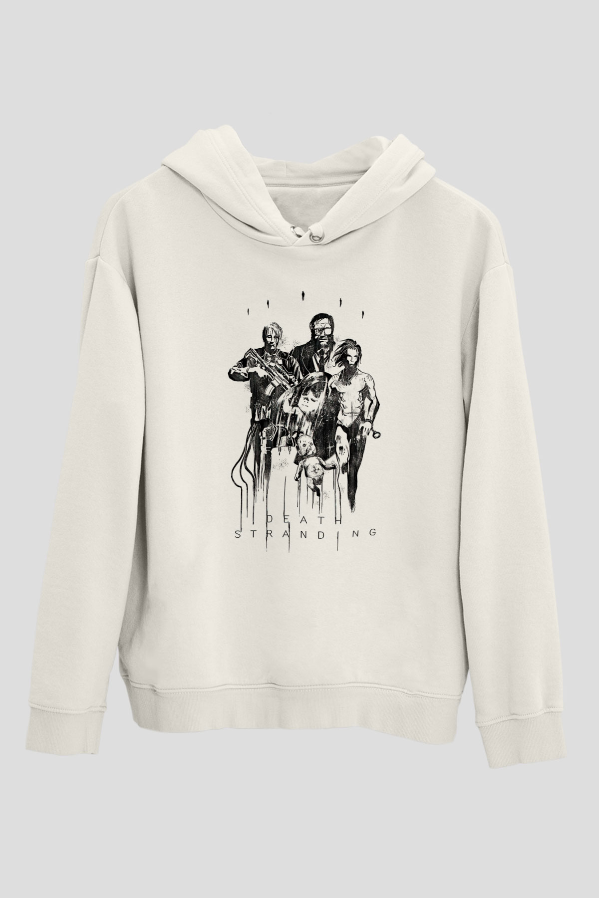 Death Stranding Baskılı Beyaz Unisex Kapüşonlu Sweatshirt