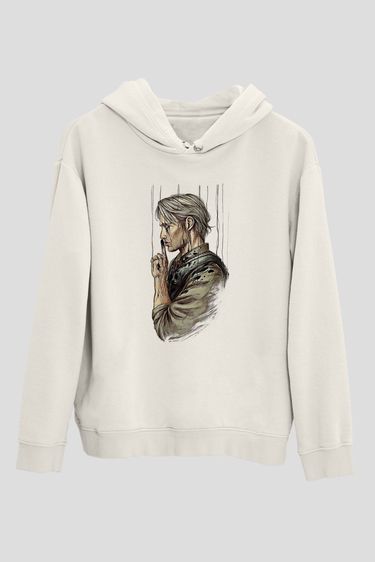 Death Stranding Baskılı Beyaz Unisex Kapüşonlu Sweatshirt