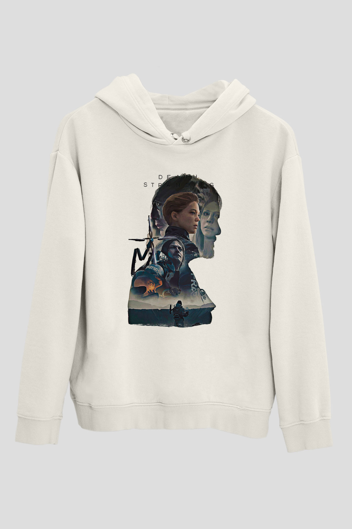Death Stranding Baskılı Beyaz Unisex Kapüşonlu Sweatshirt