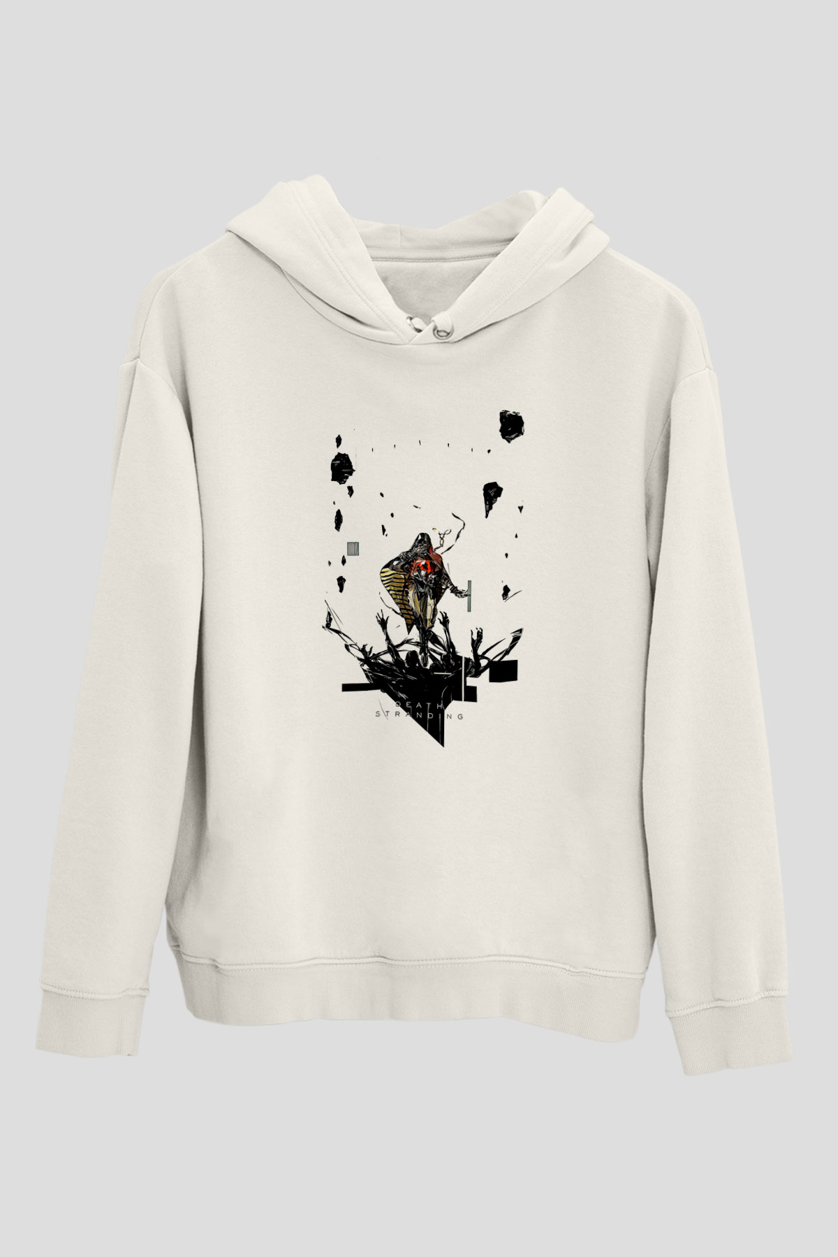 Death Stranding Baskılı Beyaz Unisex Kapüşonlu Sweatshirt