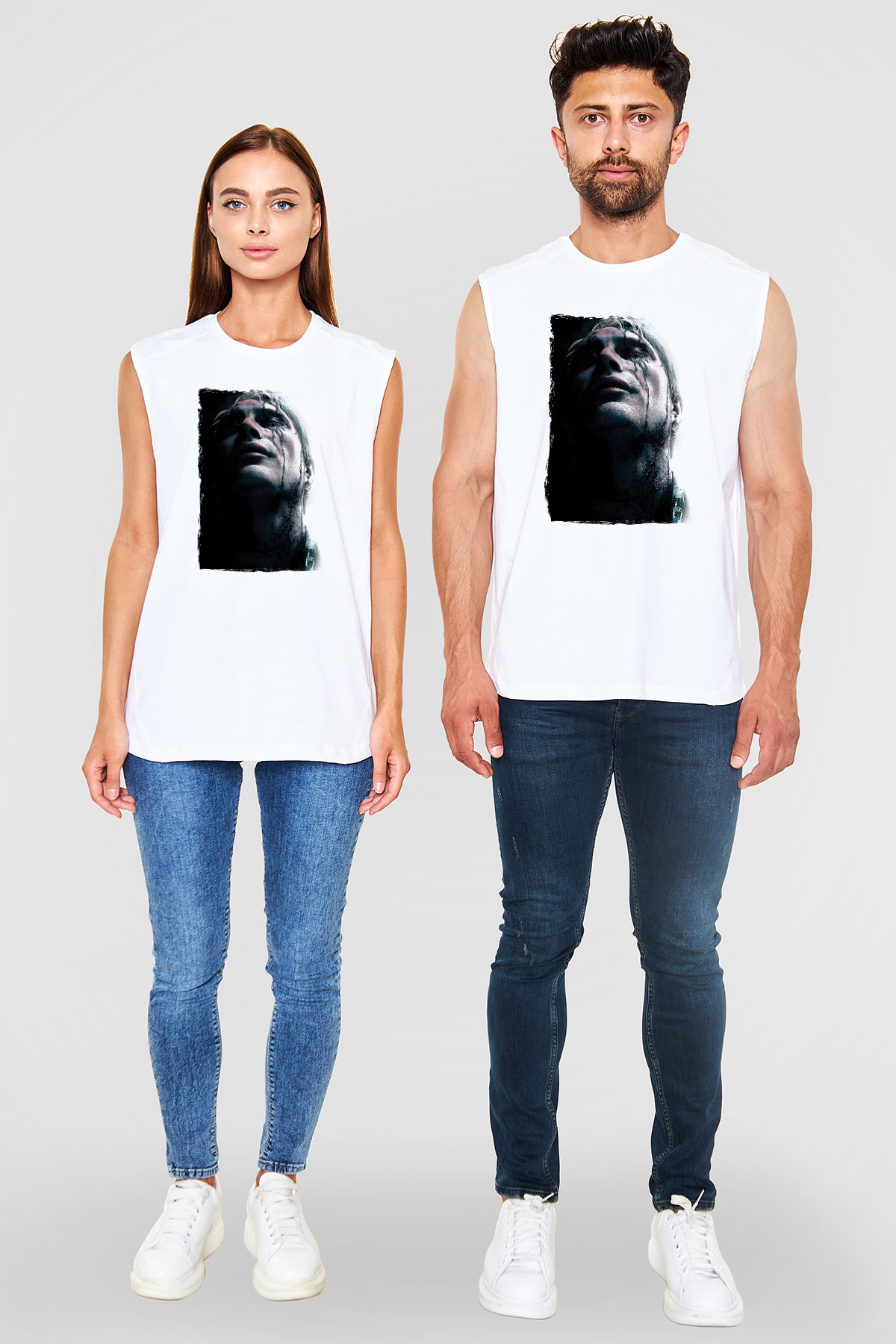 Death Stranding Baskılı Beyaz Unisex Kolsuz Tişört - Tshirt