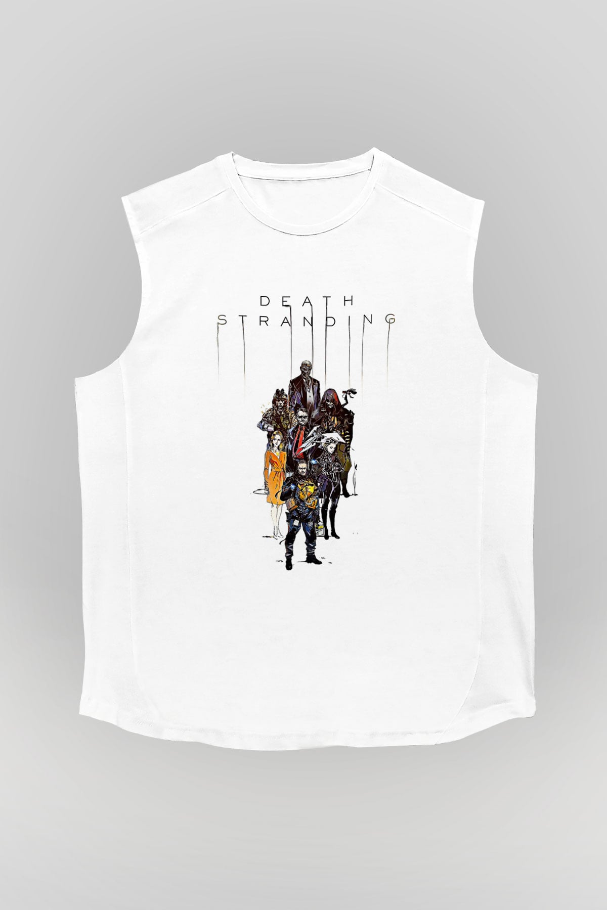 Death Stranding Baskılı Beyaz Unisex Kolsuz Tişört - Tshirt