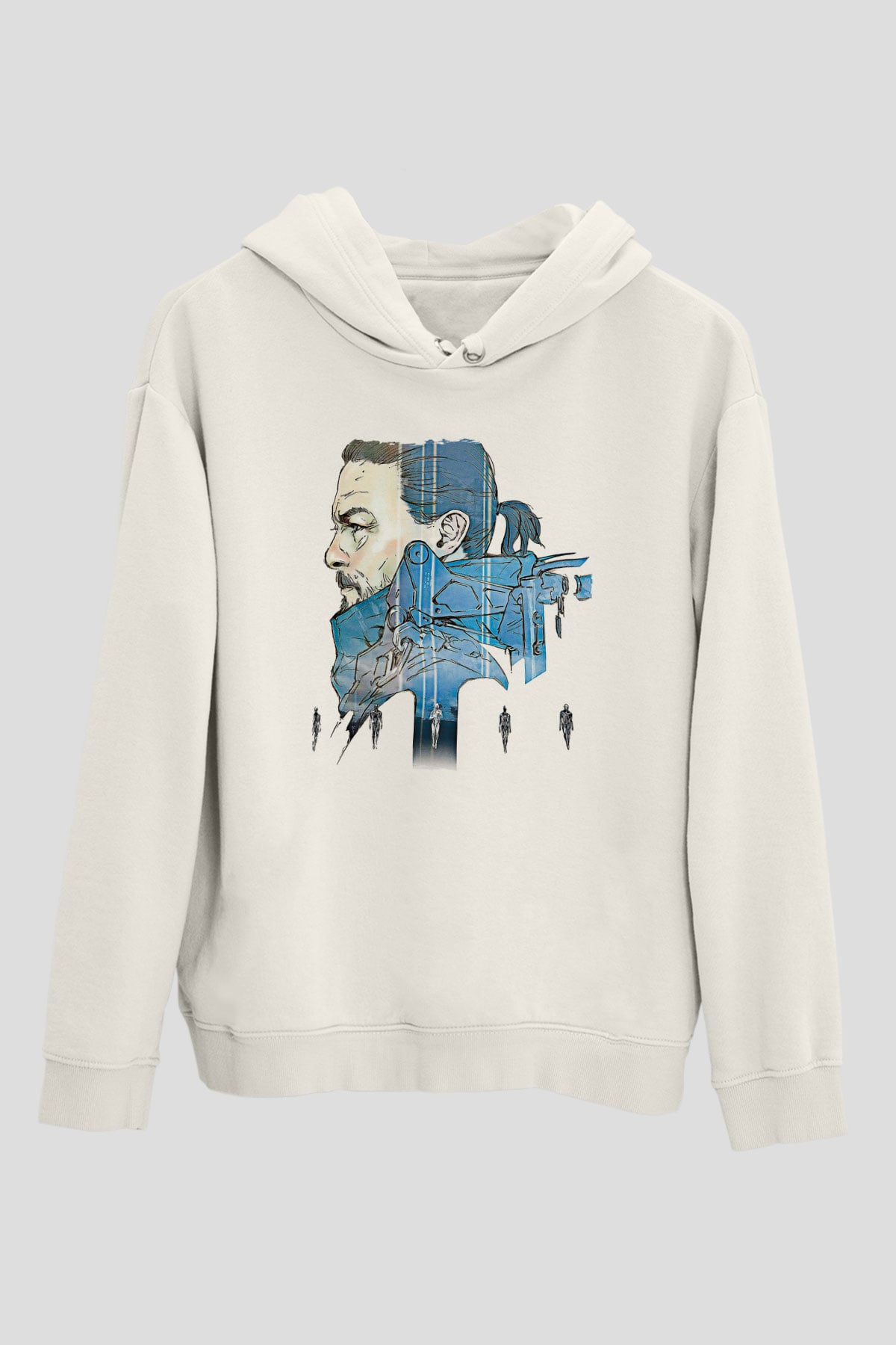 Death Stranding Baskılı Beyaz Unisex Kapüşonlu Sweatshirt