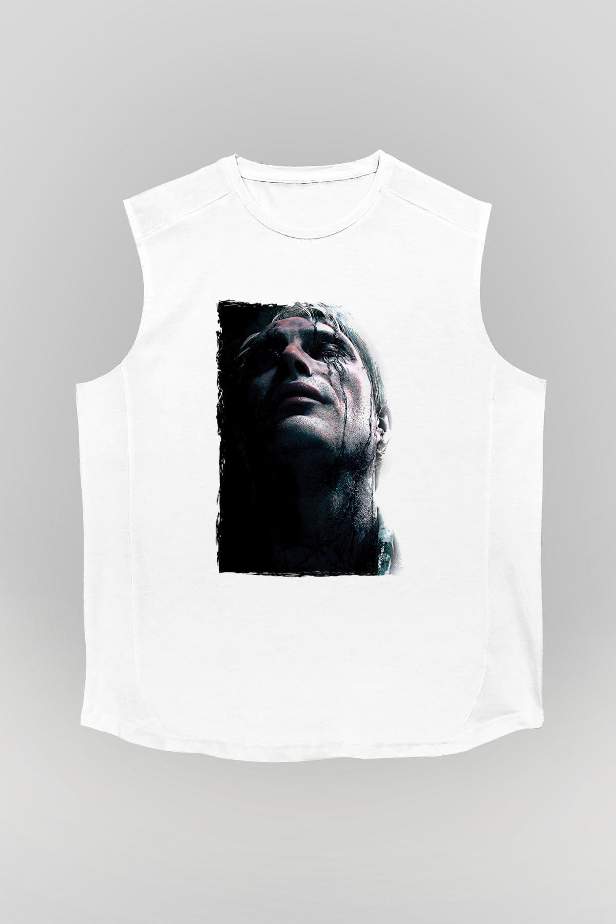 Death Stranding Baskılı Beyaz Unisex Kolsuz Tişört - Tshirt