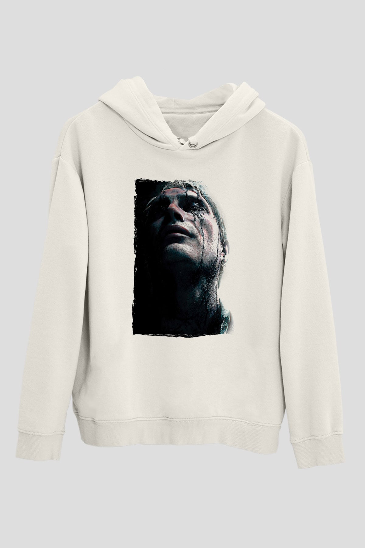 Death Stranding Baskılı Beyaz Unisex Kapüşonlu Sweatshirt
