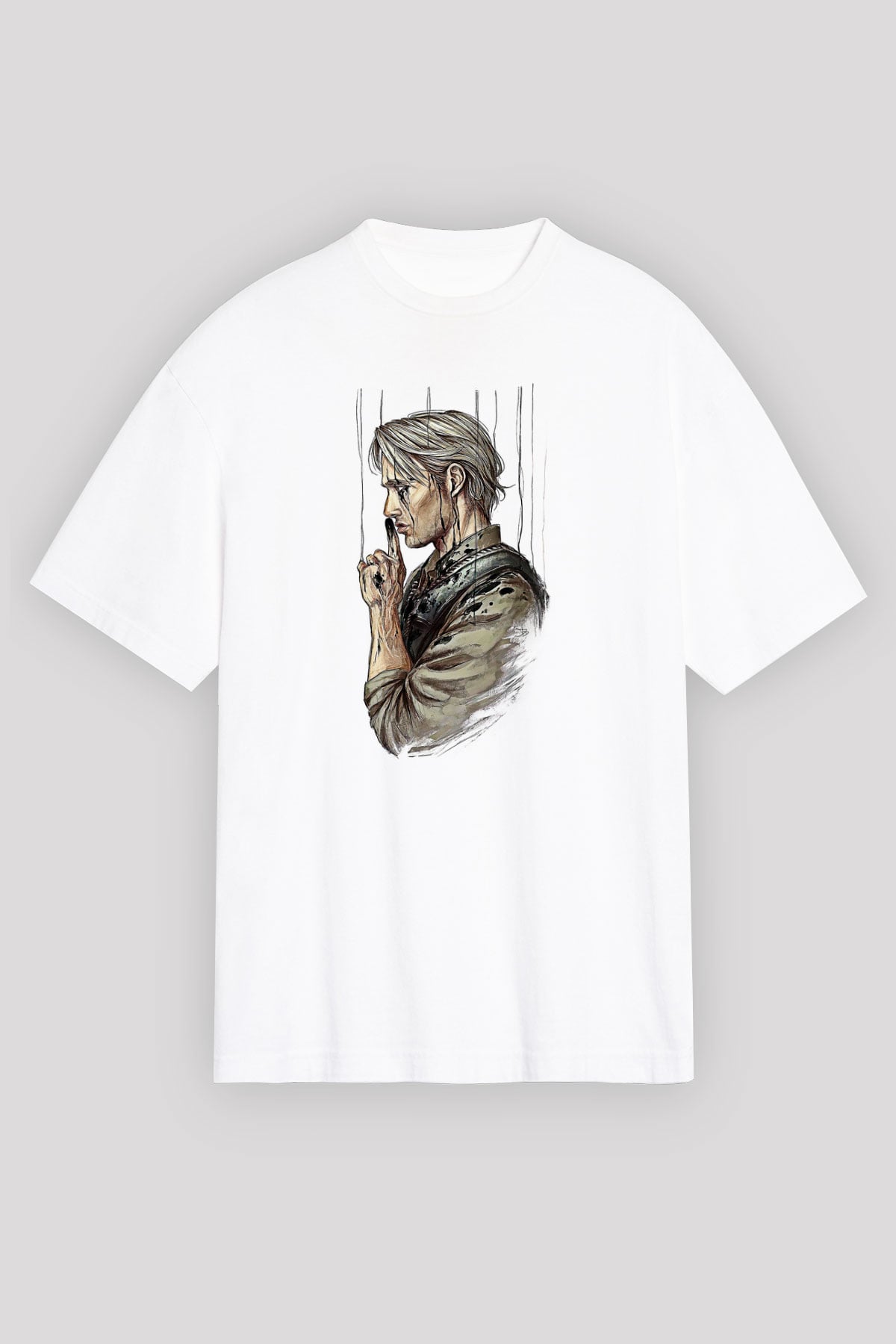 Death Stranding Baskılı Beyaz Unisex Oversize Tişört - Tshirt