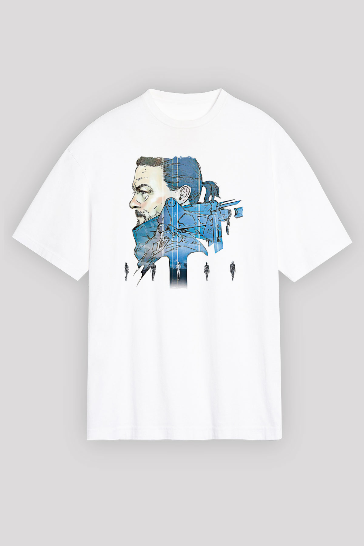 Death Stranding Baskılı Beyaz Unisex Oversize Tişört - Tshirt