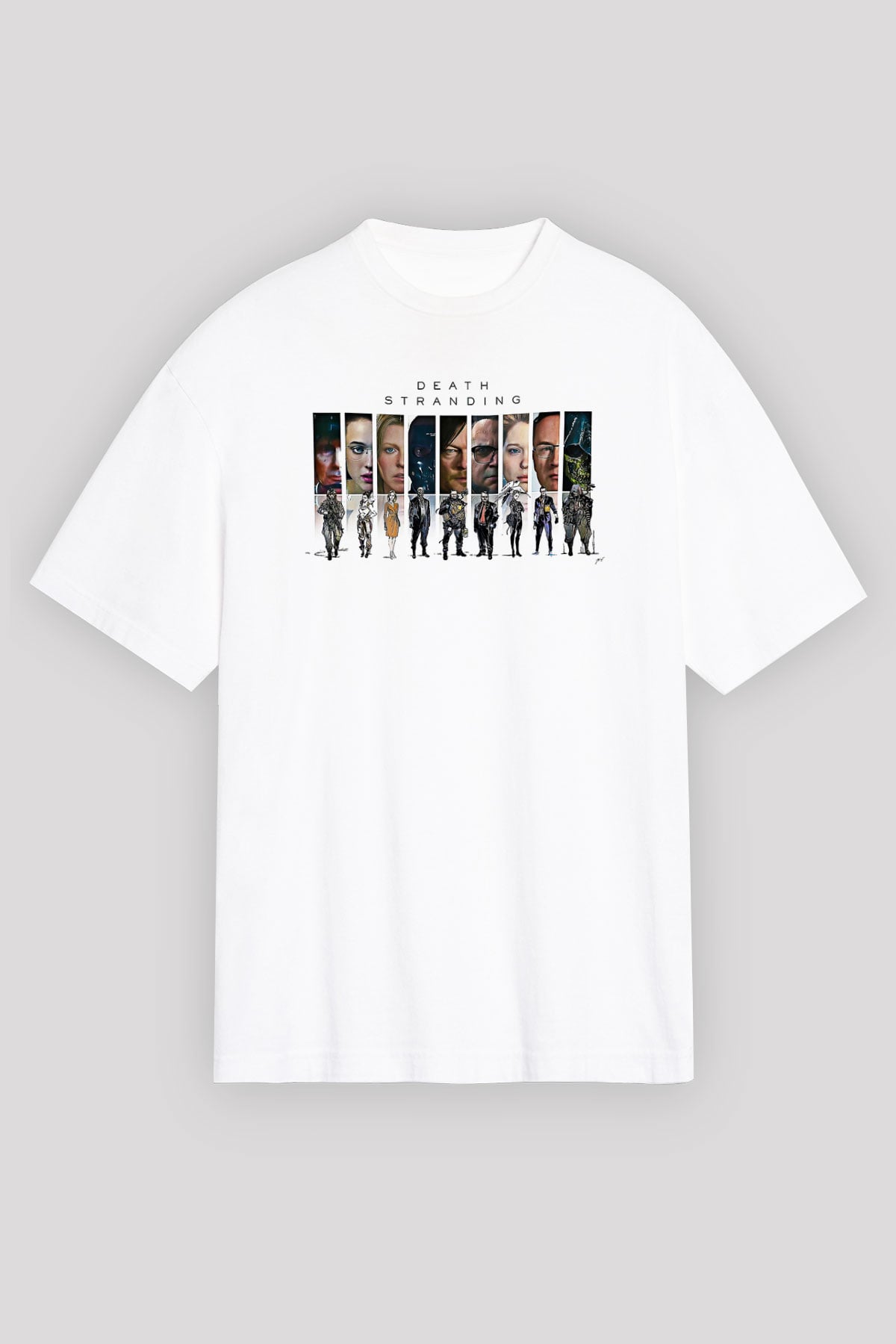 Death Stranding Baskılı Beyaz Unisex Oversize Tişört - Tshirt