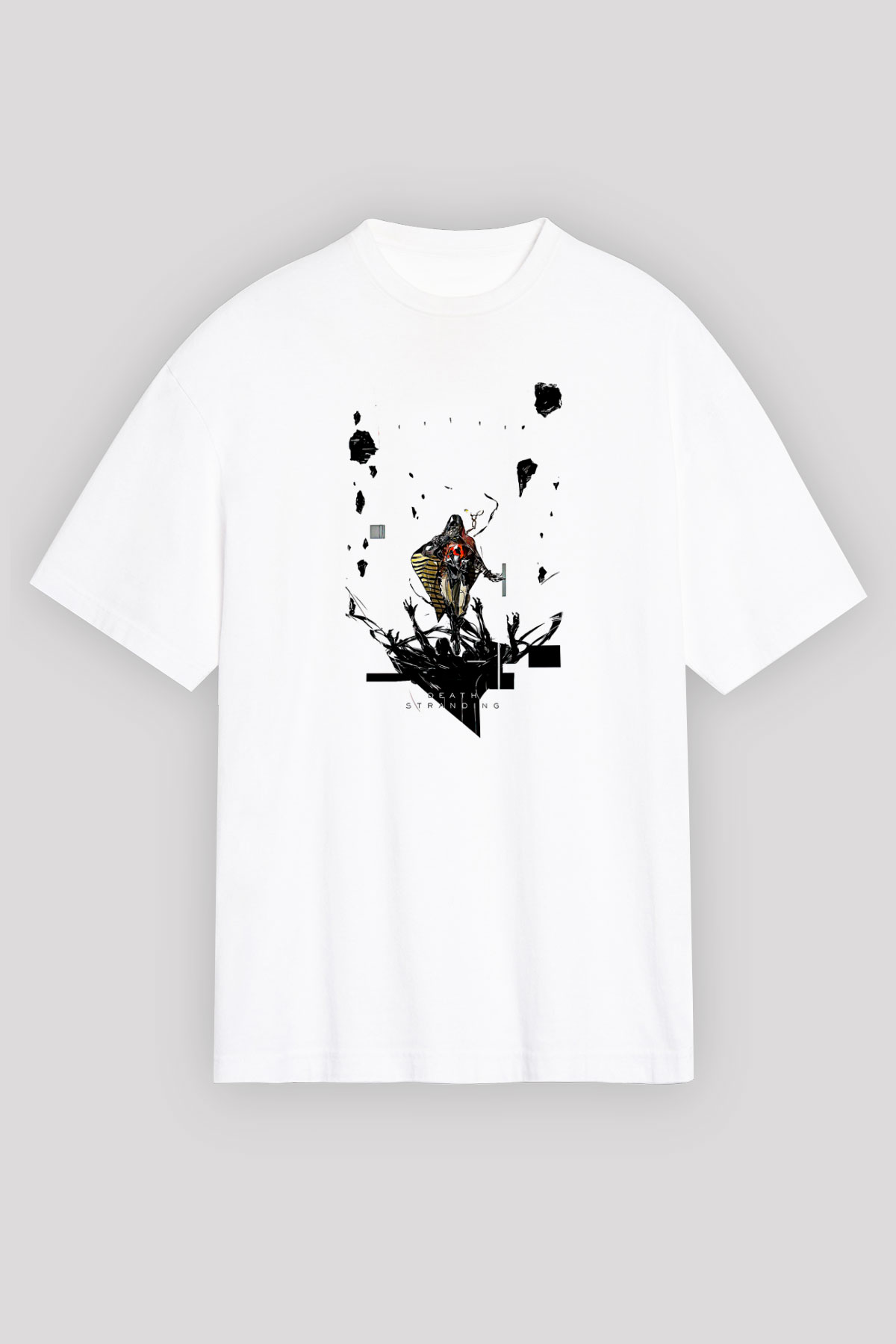 Death Stranding Baskılı Beyaz Unisex Oversize Tişört - Tshirt