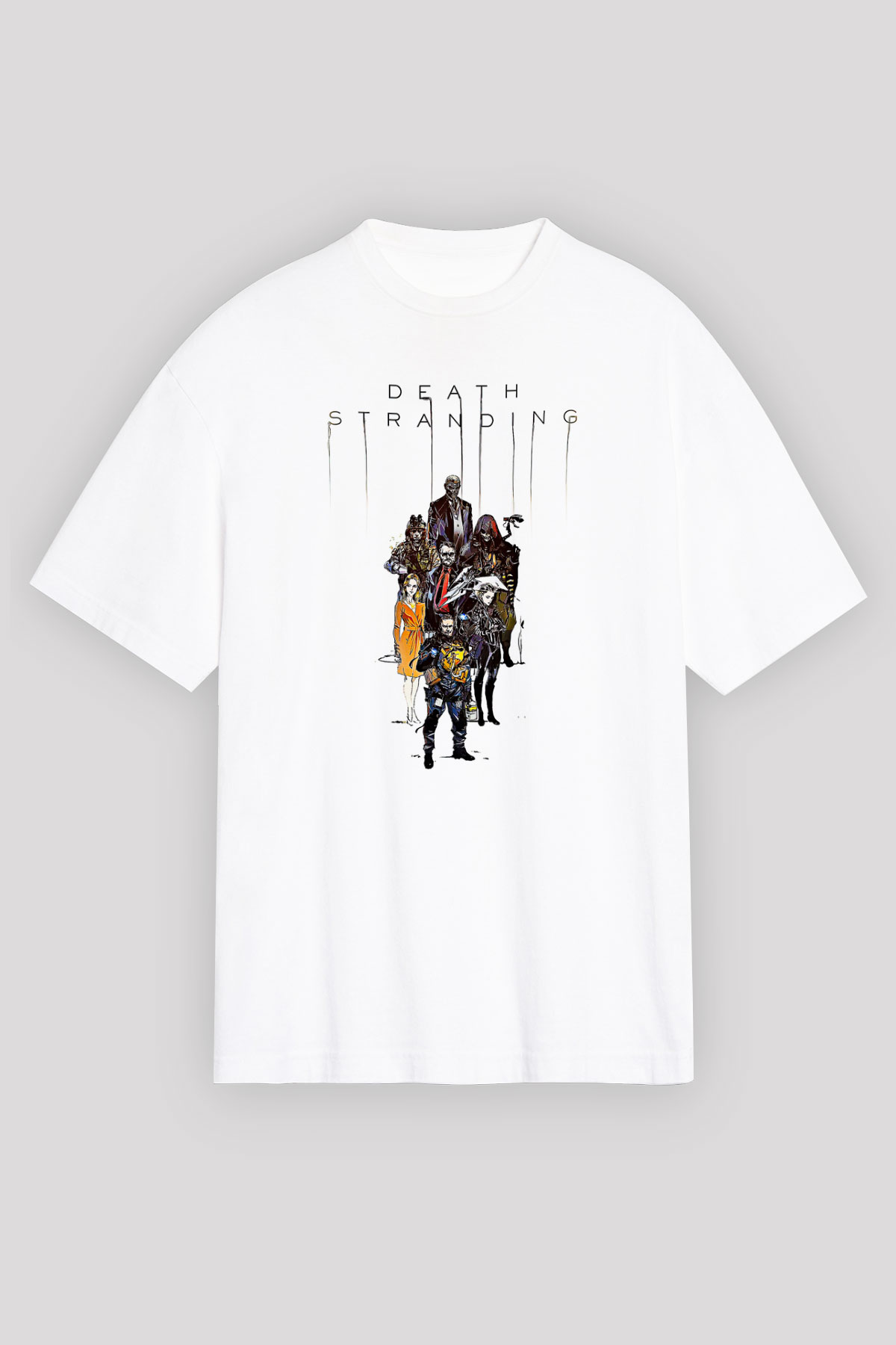 Death Stranding Baskılı Beyaz Unisex Oversize Tişört - Tshirt