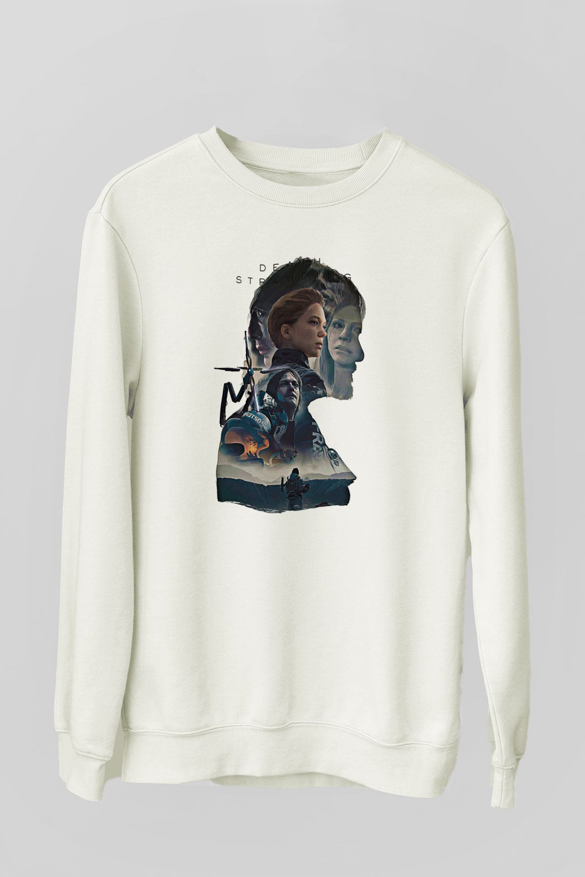 Death Stranding Baskılı Beyaz Unisex Sweatshirt