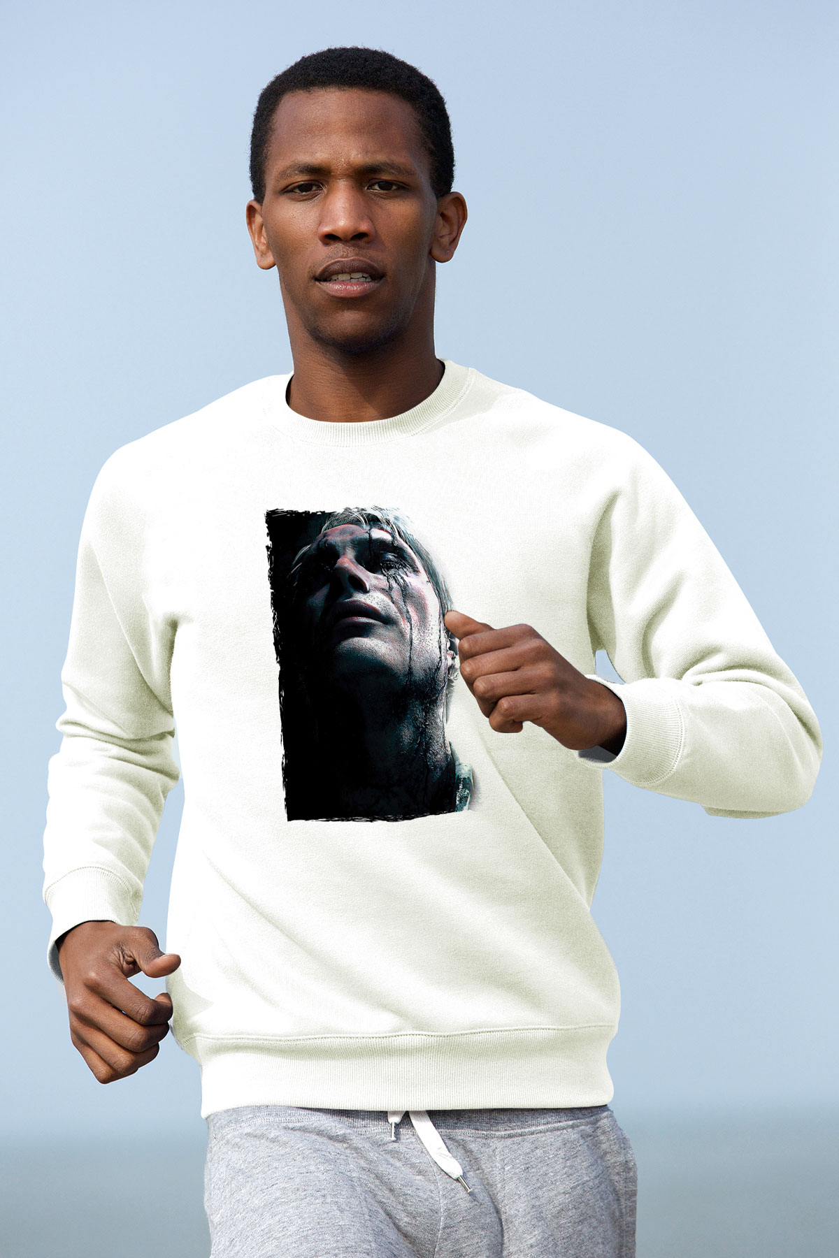 Death Stranding Baskılı Beyaz Unisex Sweatshirt