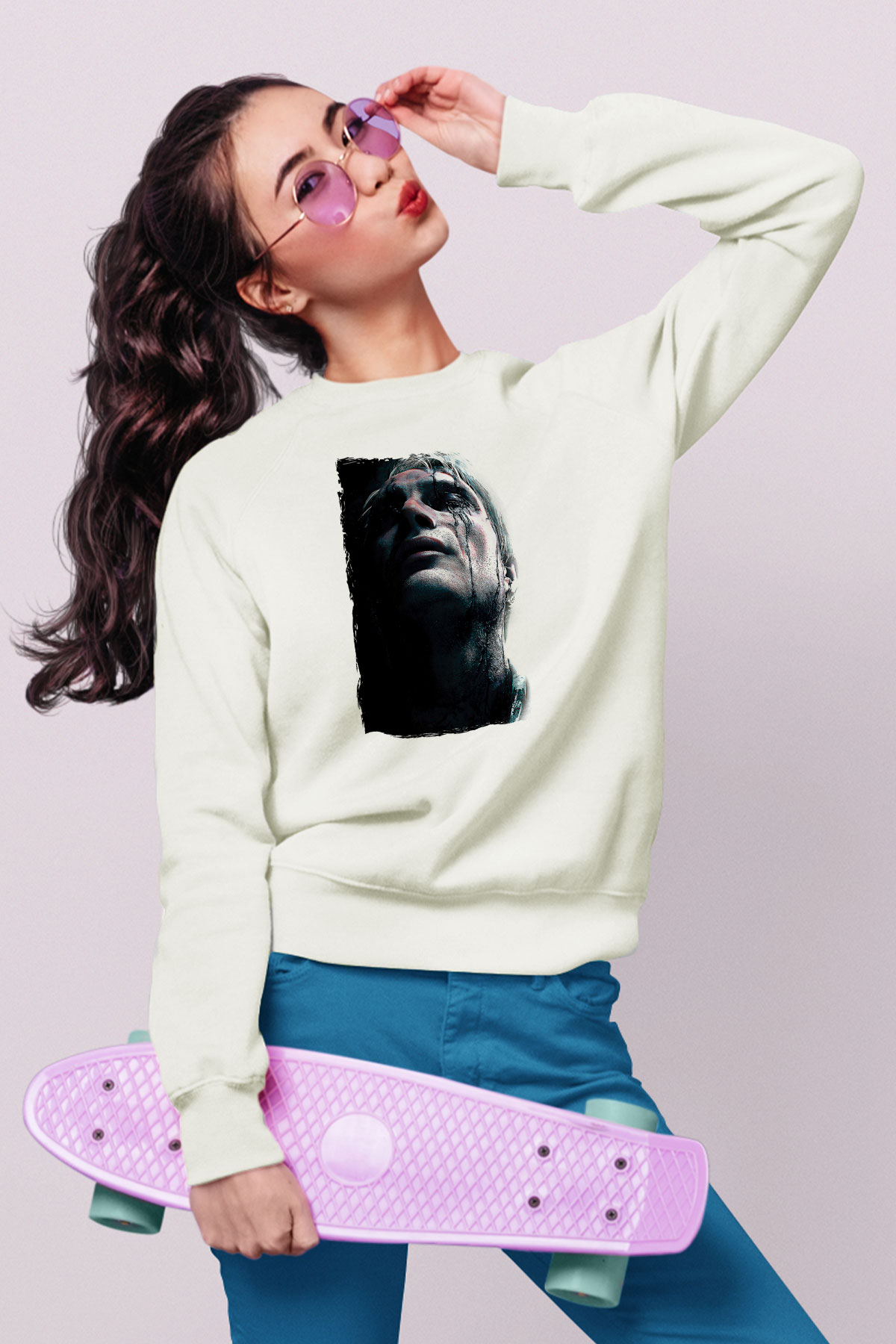 Death Stranding Baskılı Beyaz Unisex Sweatshirt