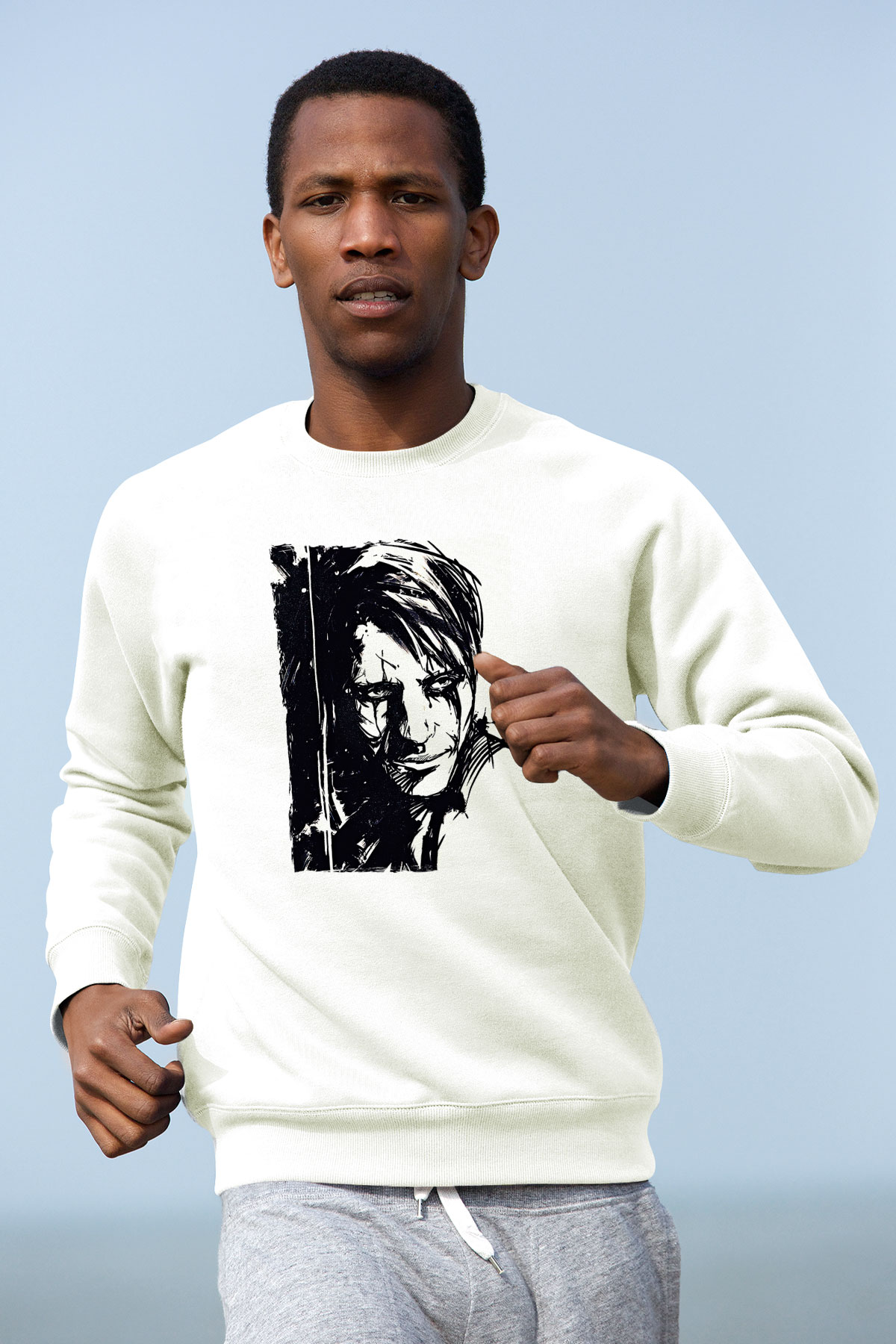 Death Stranding Baskılı Beyaz Unisex Sweatshirt