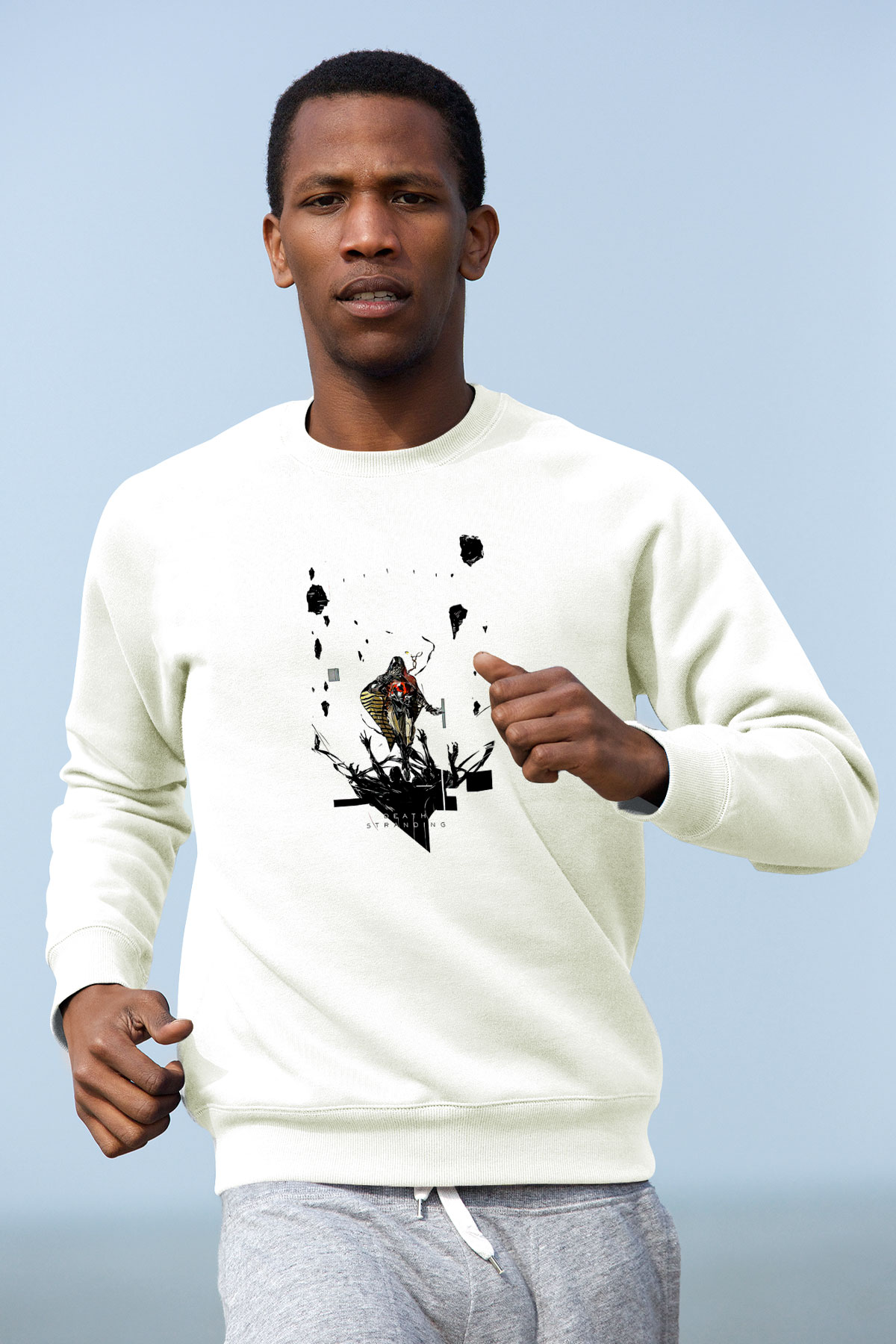 Death Stranding Baskılı Beyaz Unisex Sweatshirt