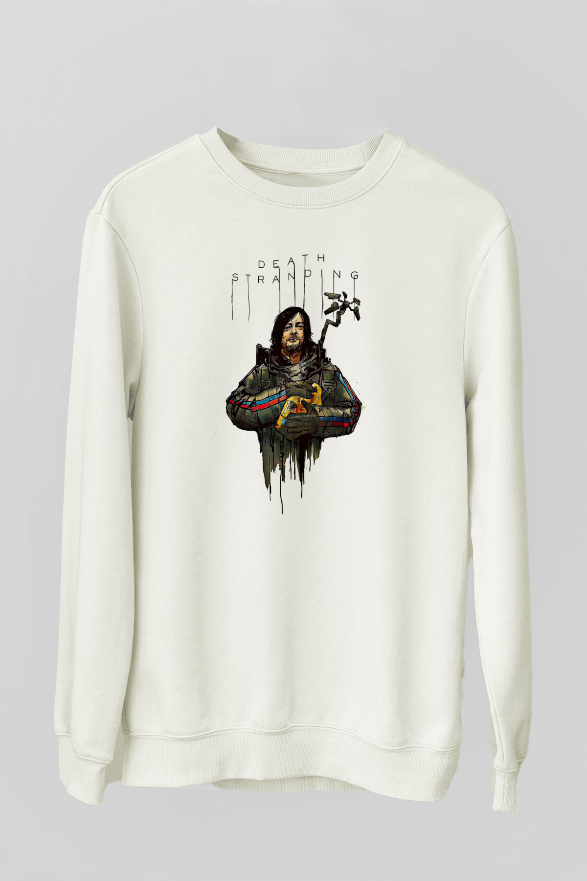 Death Stranding Baskılı Beyaz Unisex Sweatshirt