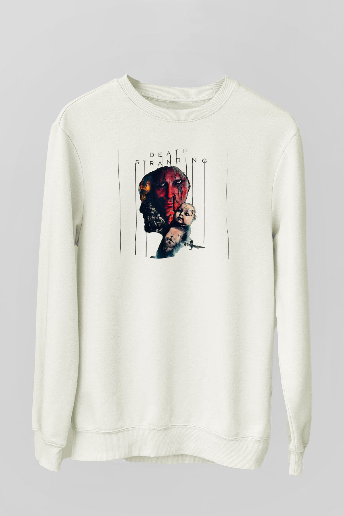 Death Stranding Baskılı Beyaz Unisex Sweatshirt