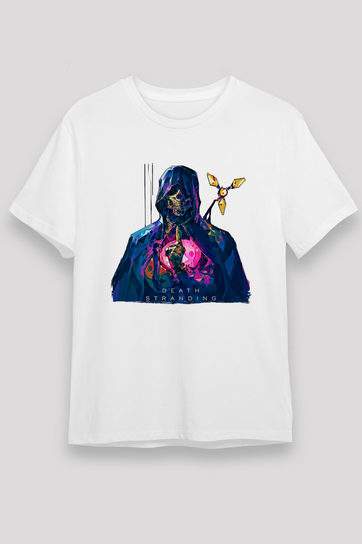Death Stranding Baskılı Unisex Beyaz Tişört - Tshirt