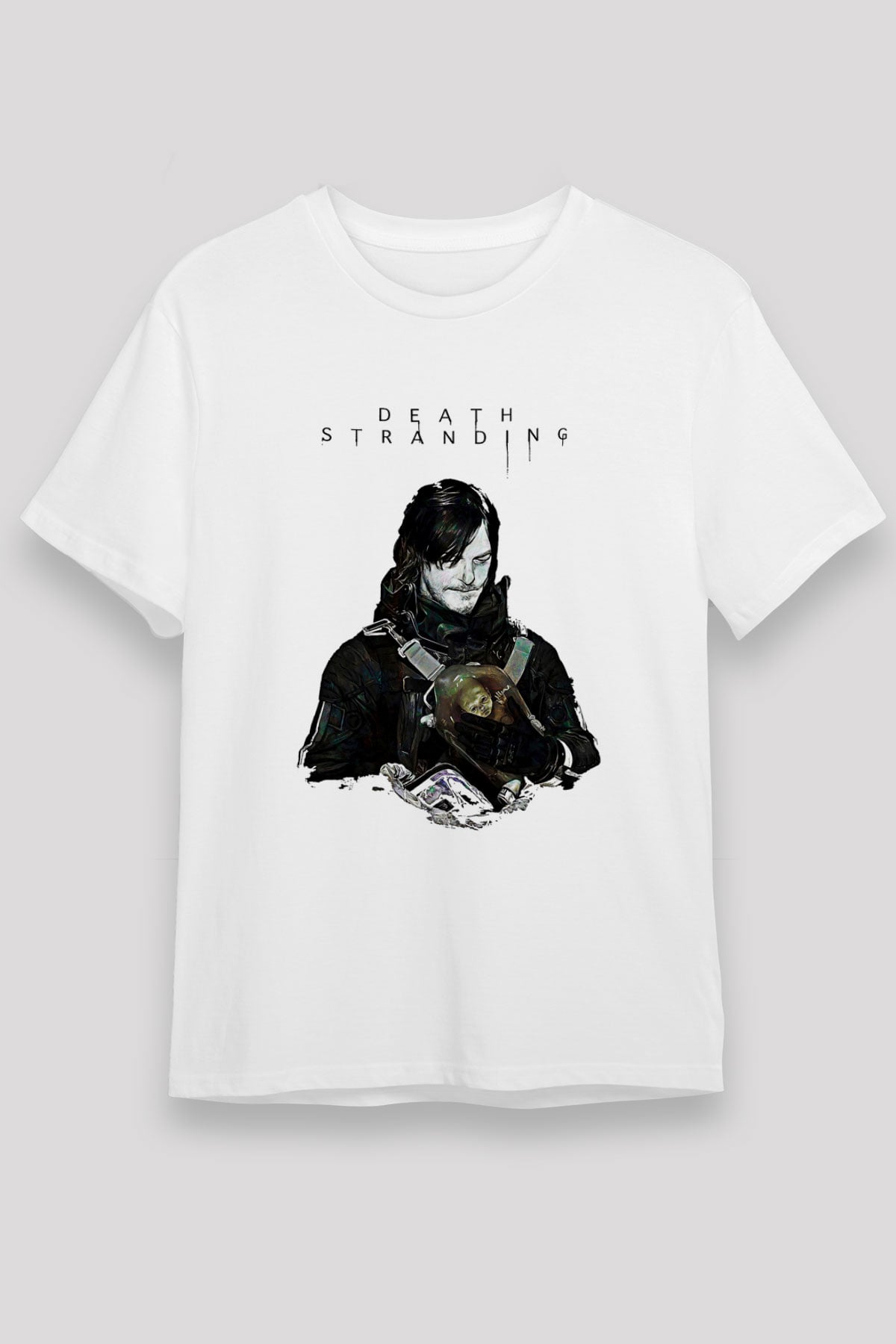 Death Stranding Baskılı Unisex Beyaz Tişört - Tshirt