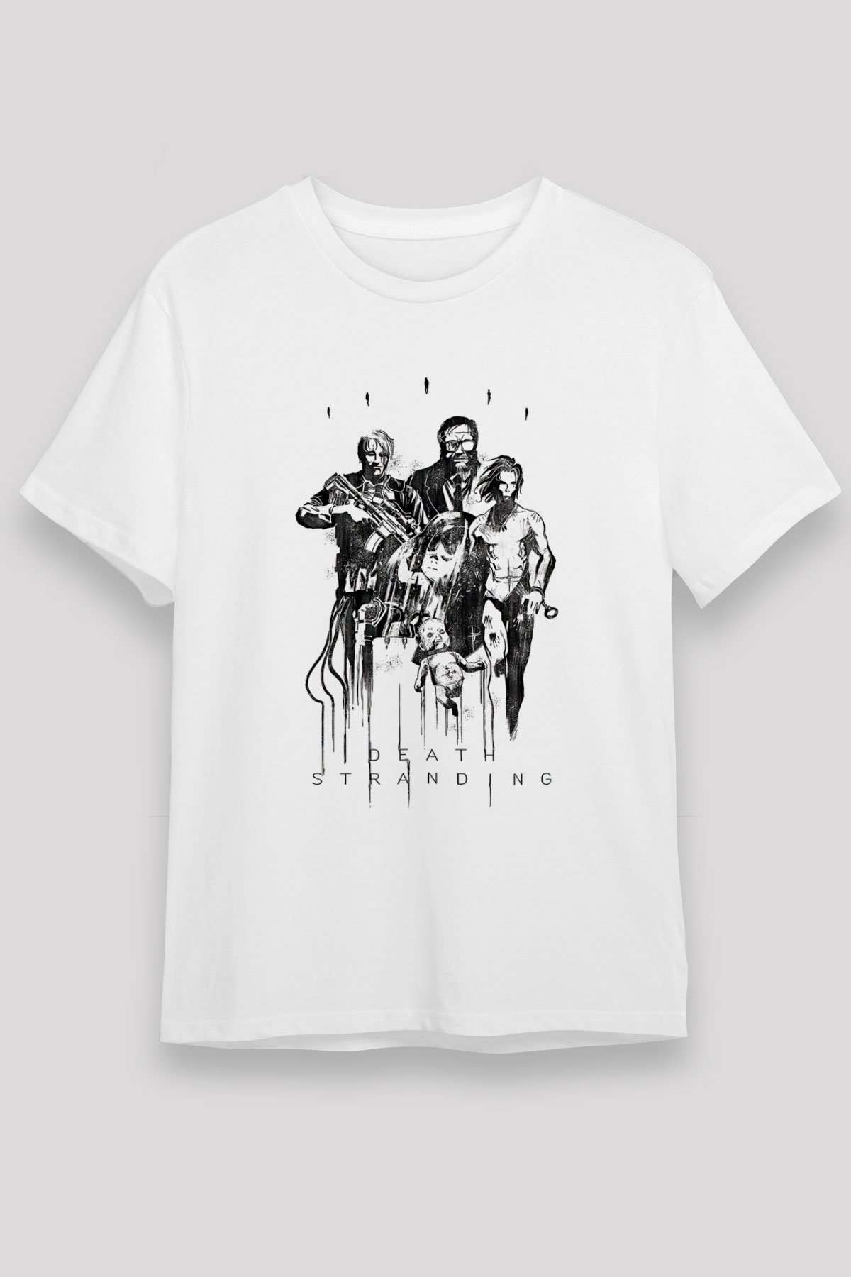 Death Stranding Baskılı Unisex Beyaz Tişört - Tshirt