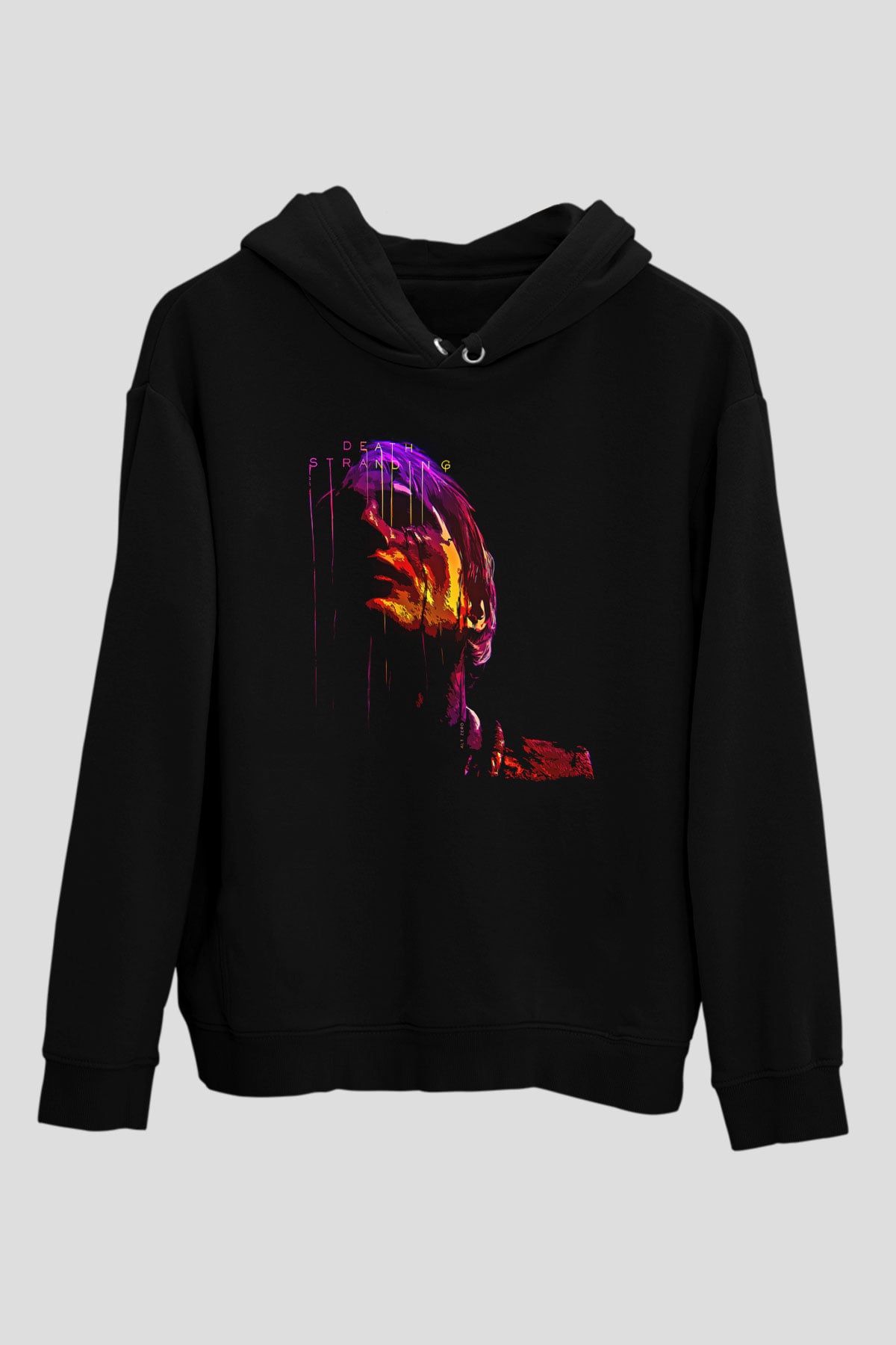 Death Stranding Baskılı Unisex Siyah Kapüşonlu Sweatshirt