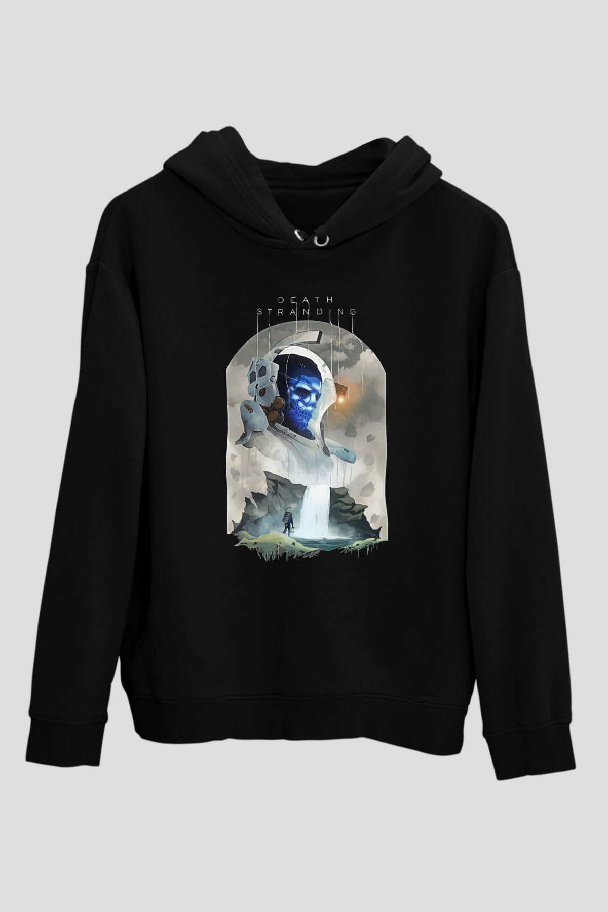 Death Stranding Baskılı Unisex Siyah Kapüşonlu Sweatshirt