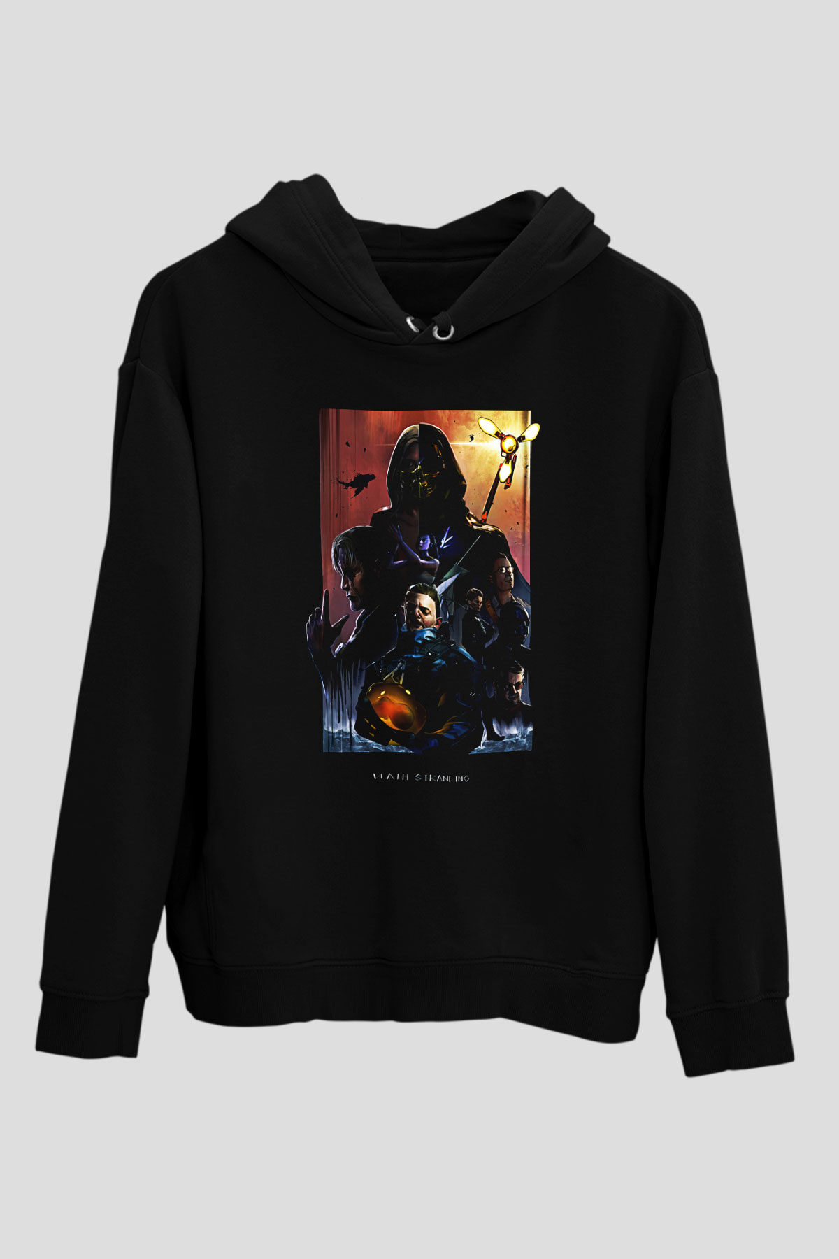 Death Stranding Baskılı Unisex Siyah Kapüşonlu Sweatshirt