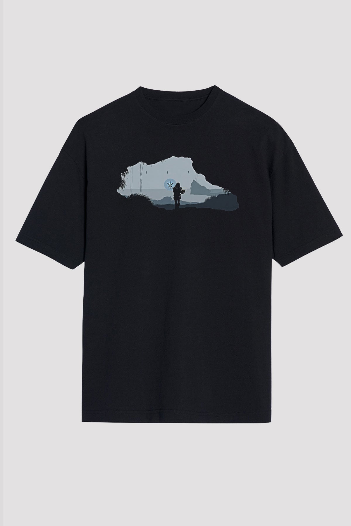 Death Stranding Baskılı Unisex Siyah Oversize Tişört - Tshirt