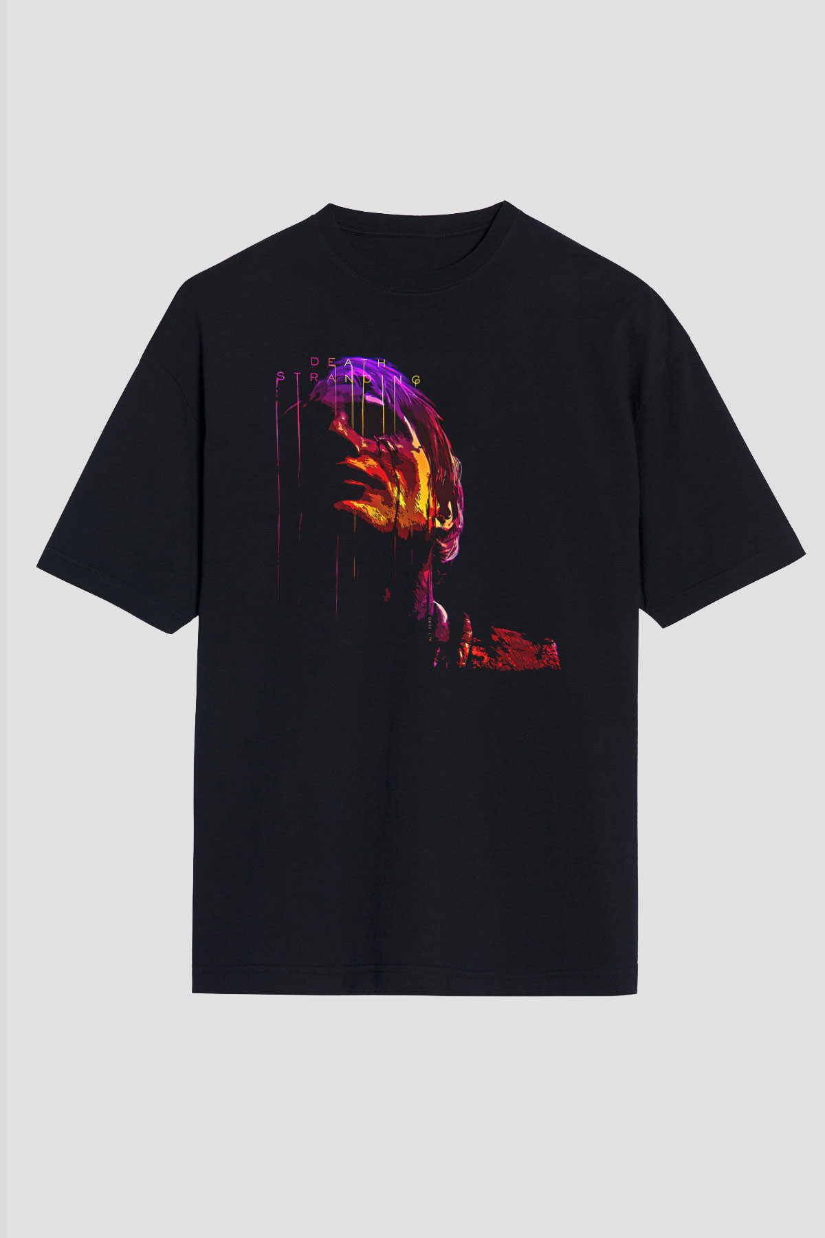 Death Stranding Baskılı Unisex Siyah Oversize Tişört - Tshirt