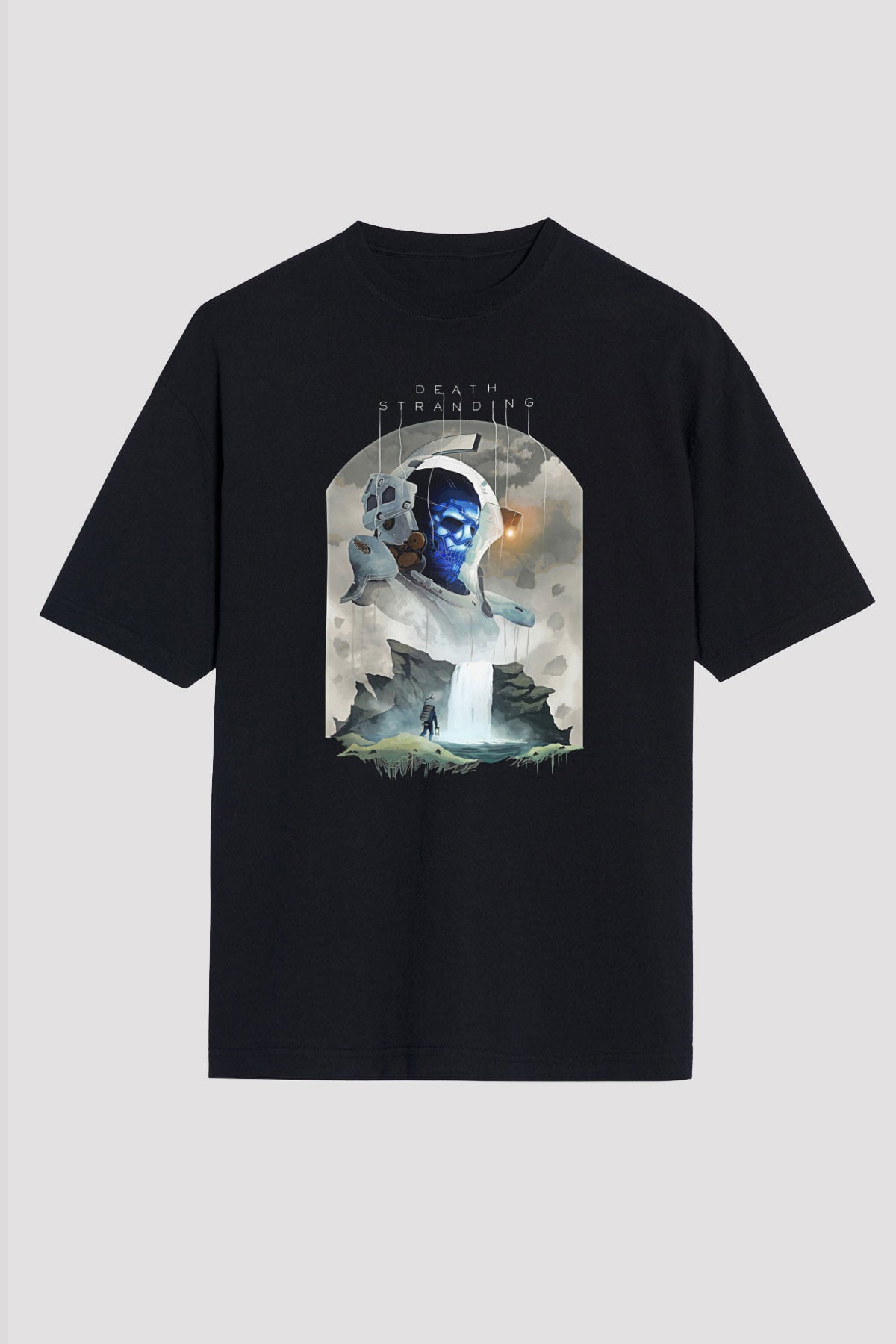 Death Stranding Baskılı Unisex Siyah Oversize Tişört - Tshirt