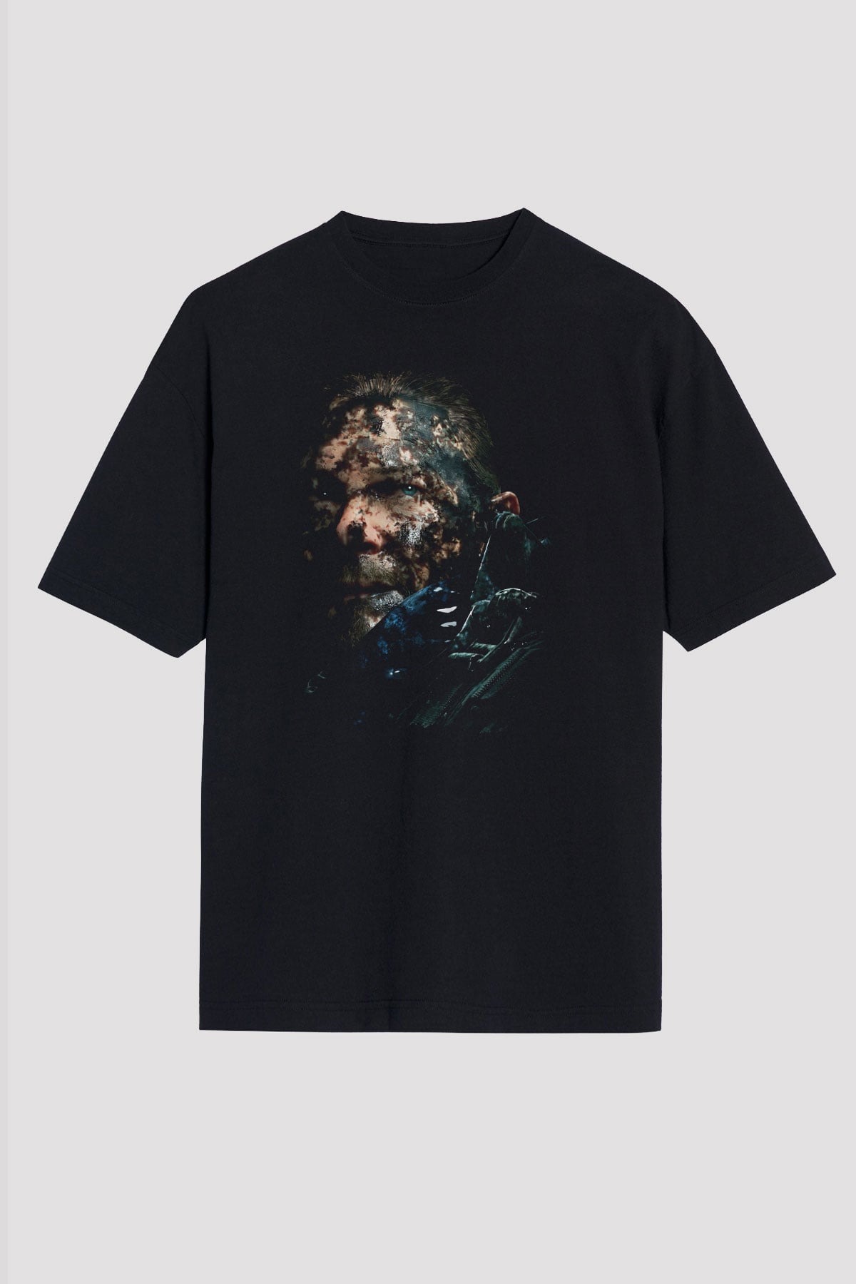 Death Stranding Baskılı Unisex Siyah Oversize Tişört - Tshirt