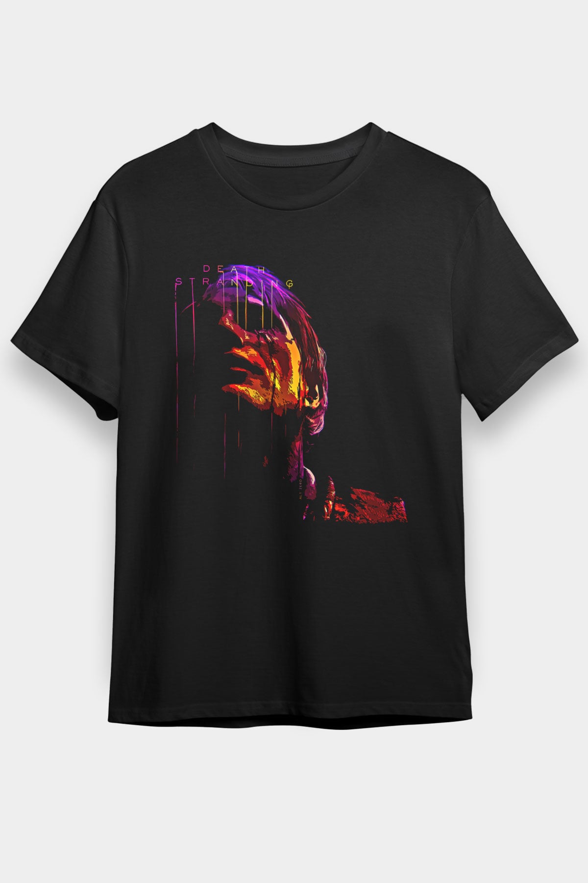 Death Stranding Baskılı Unisex Siyah Tişört - Tshirt