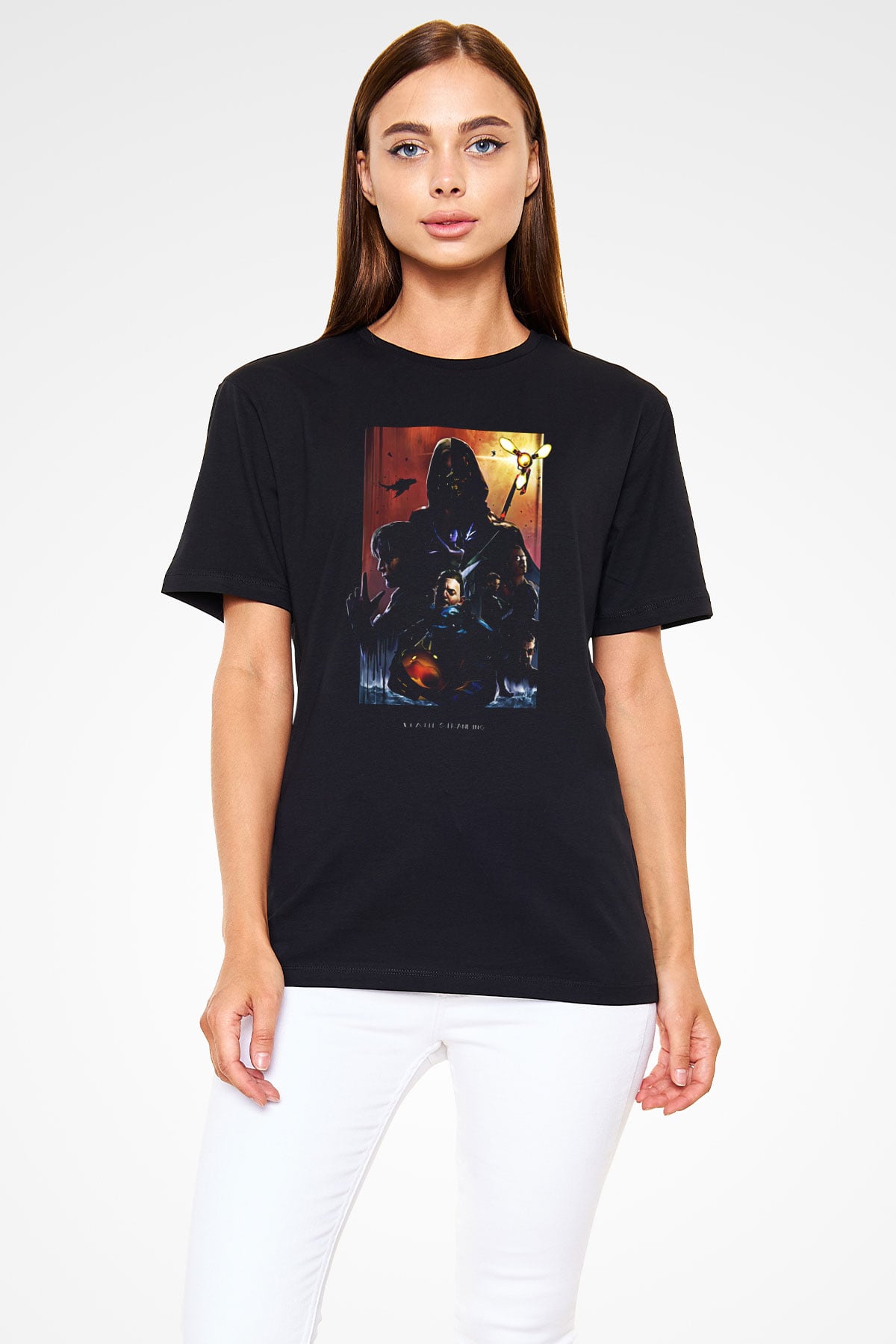 Death Stranding Baskılı Unisex Siyah Tişört - Tshirt