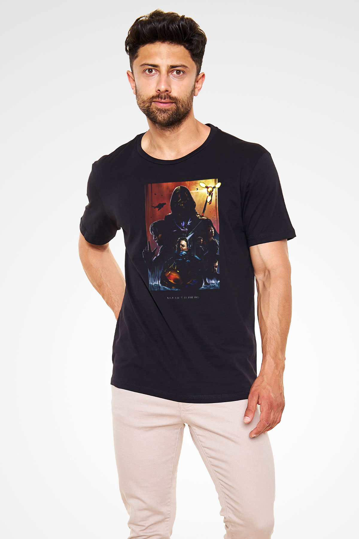 Death Stranding Baskılı Unisex Siyah Tişört - Tshirt