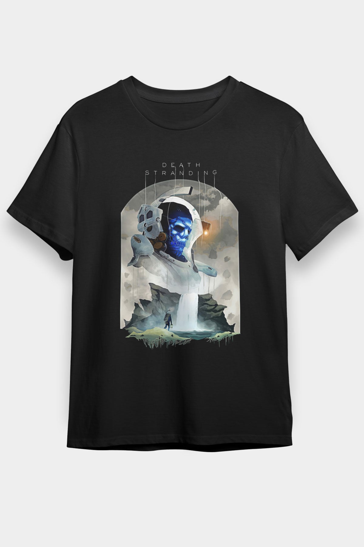 Death Stranding Baskılı Unisex Siyah Tişört - Tshirt