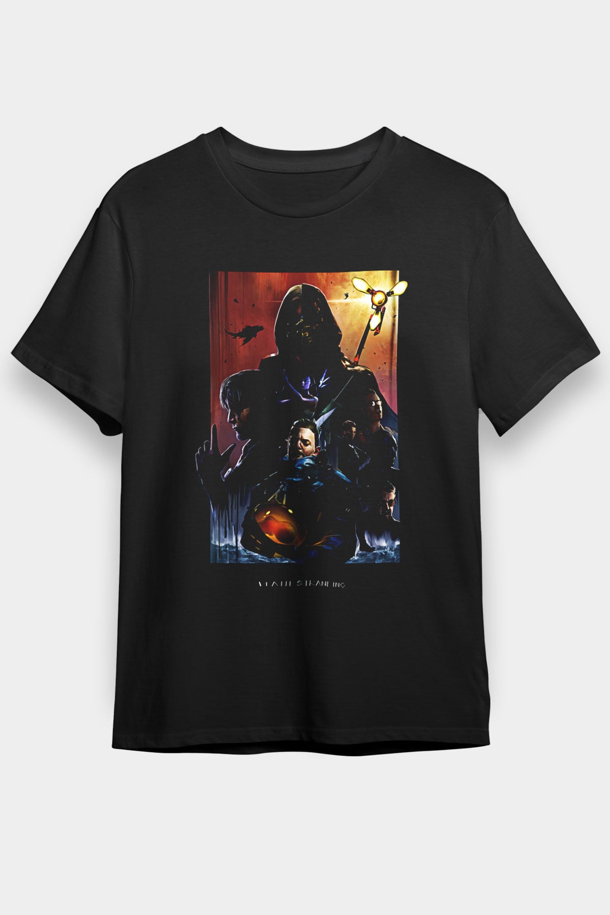 Death Stranding Baskılı Unisex Siyah Tişört - Tshirt