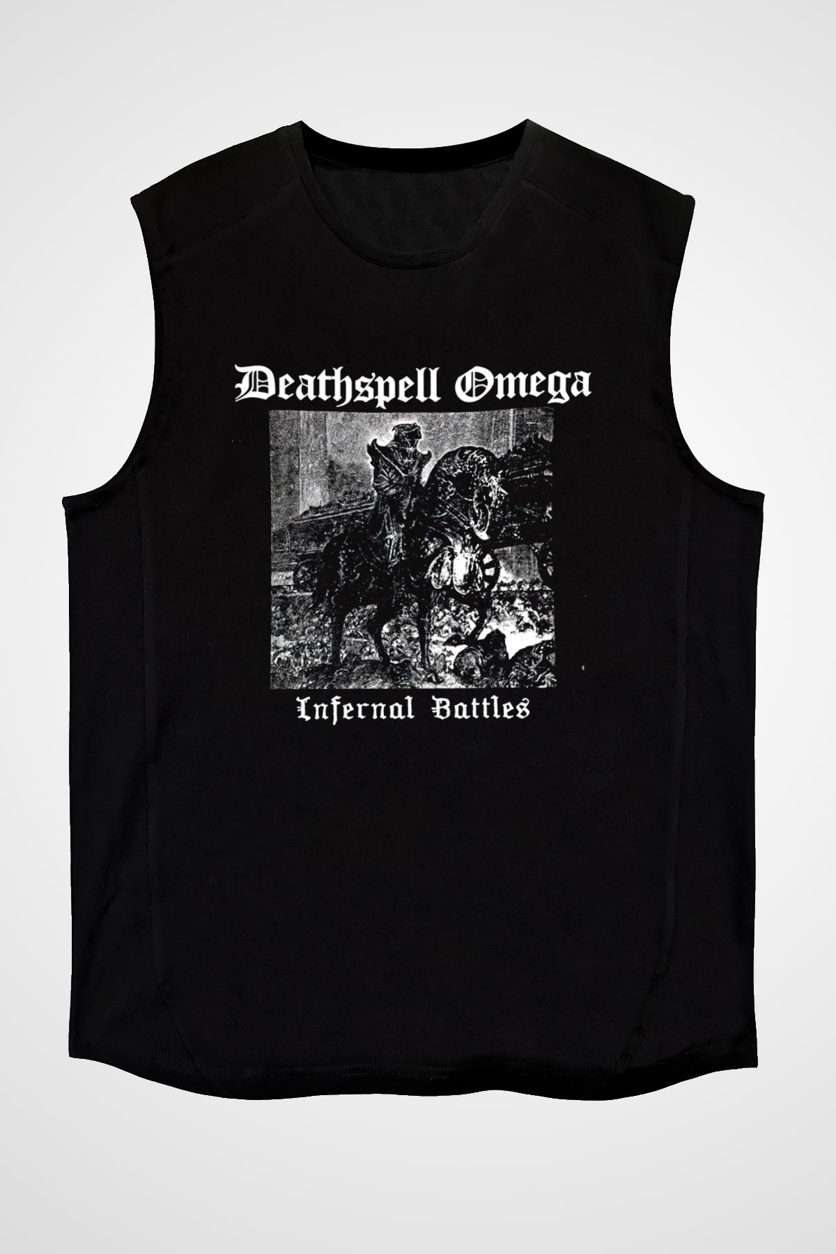 Deathspell Omega Baskılı Unisex Siyah Kolsuz Tişört - Tshirt