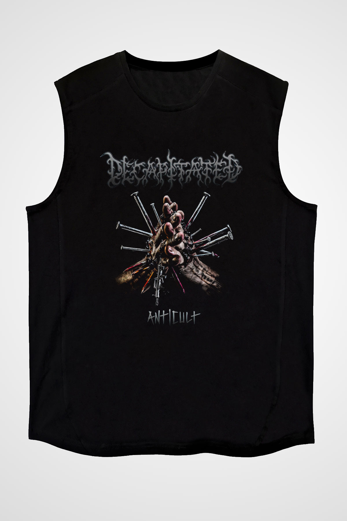 Decapitated Baskılı Unisex Siyah Kolsuz Tişört - Tshirt