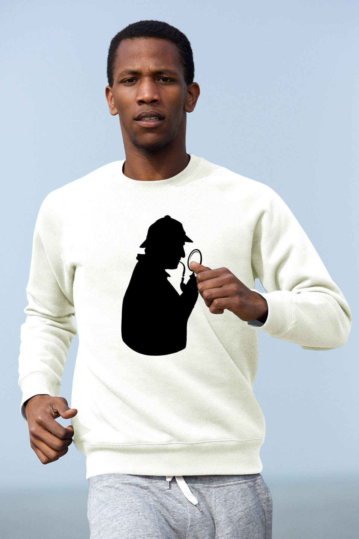 Dedektif Beyaz Unisex Sweatshirt