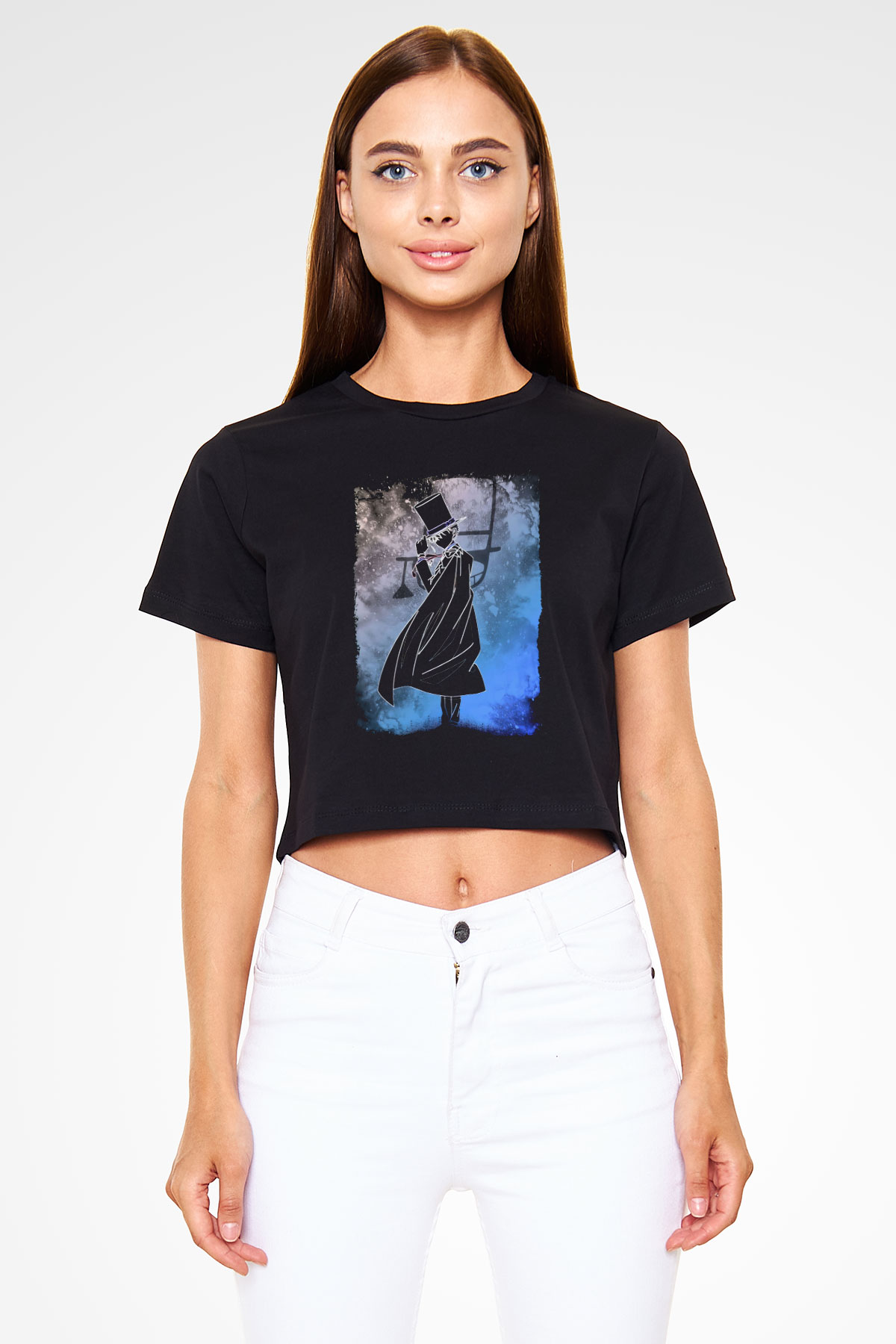 Dedektif Siyah  Crop Top Tişört