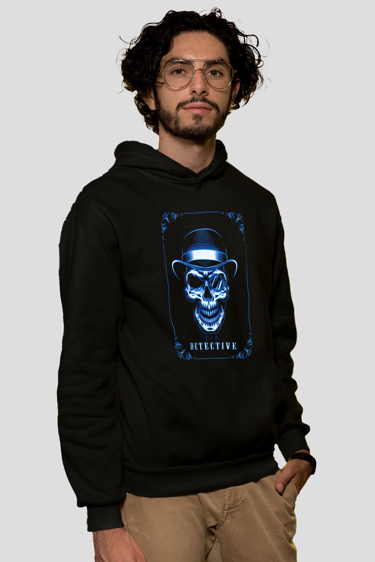 Dedektif Siyah Unisex Kapüşonlu Sweatshirt