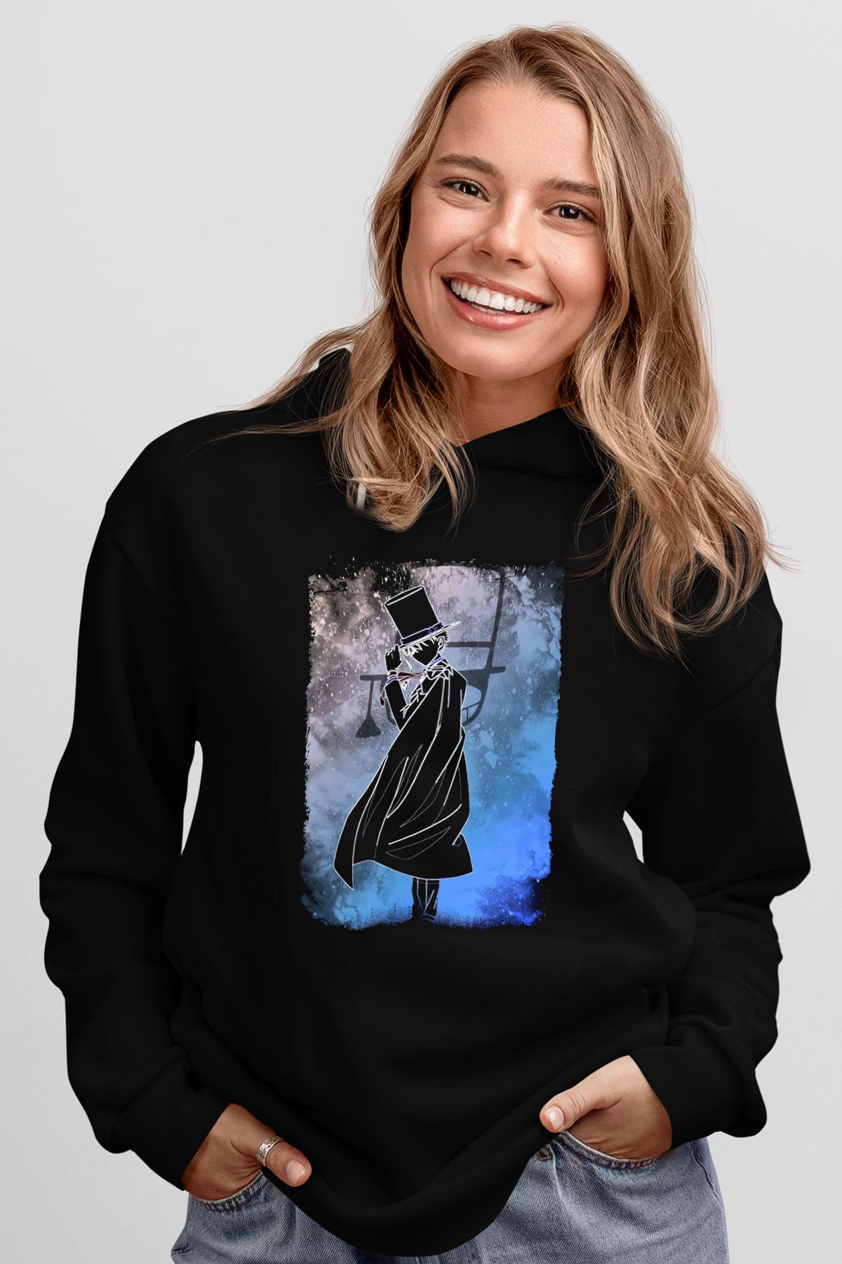 Dedektif Siyah Unisex Kapüşonlu Sweatshirt
