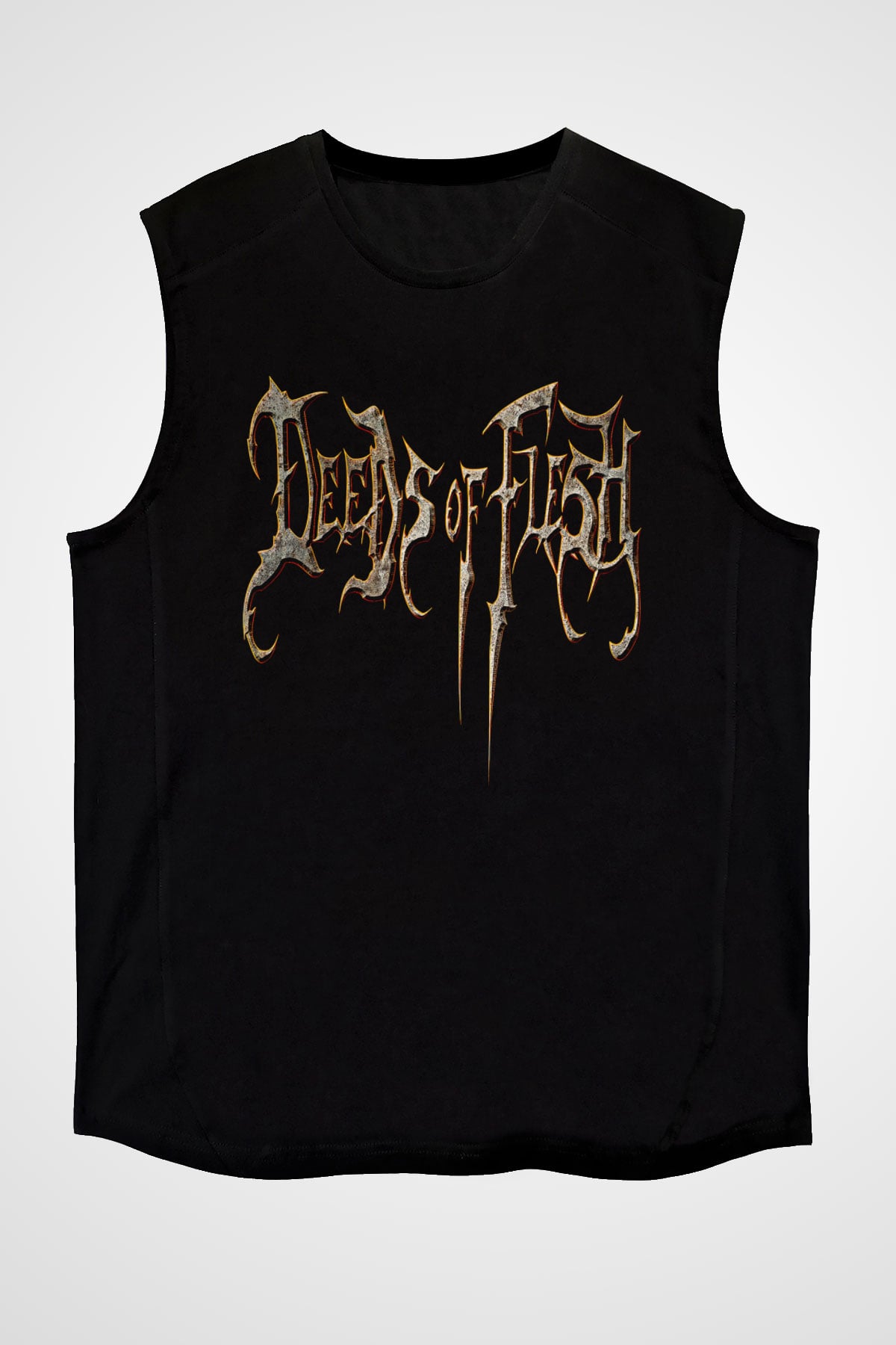 Deeds of Flesh Baskılı Unisex Siyah Kolsuz Tişört - Tshirt