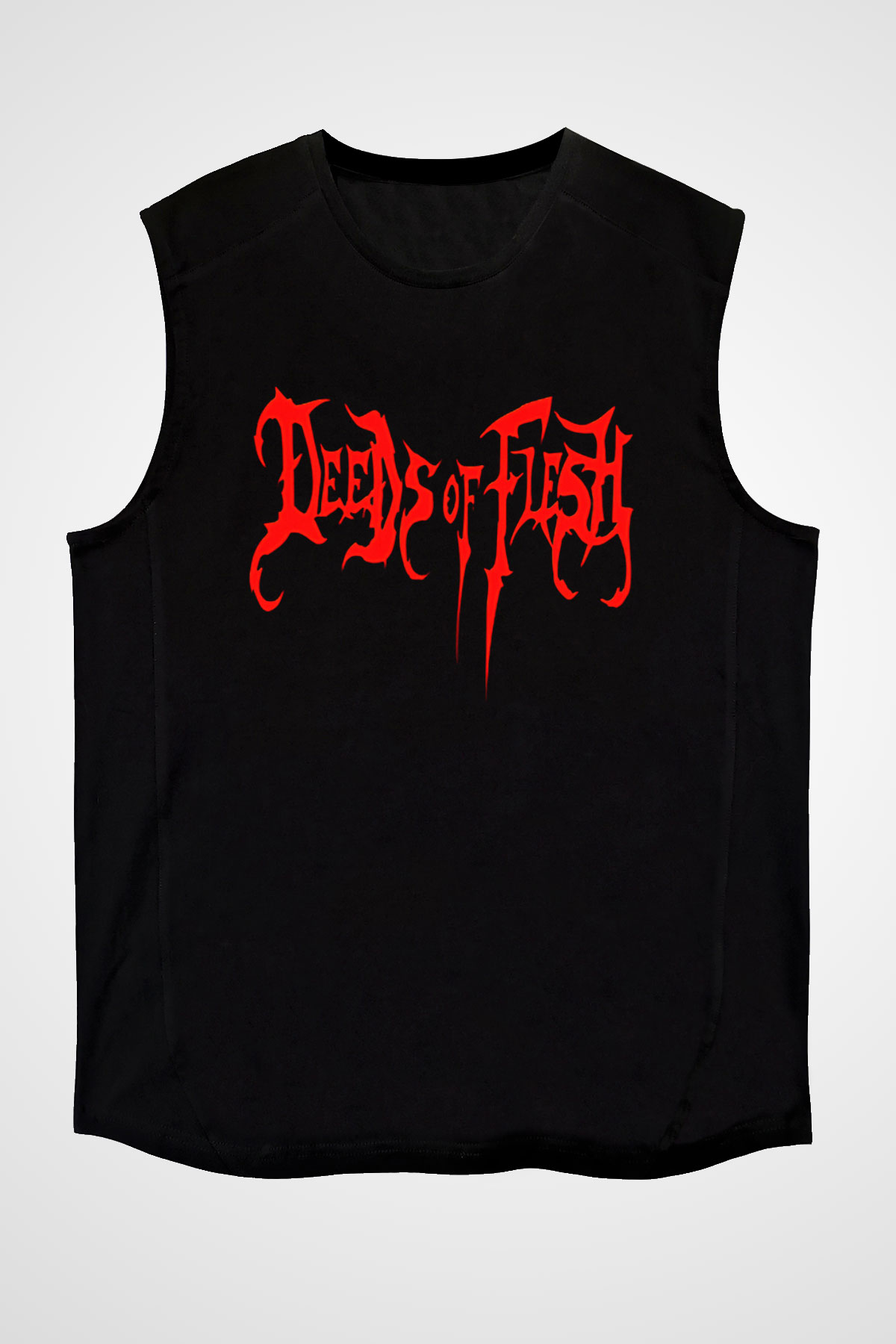 Deeds of Flesh Baskılı Unisex Siyah Kolsuz Tişört - Tshirt