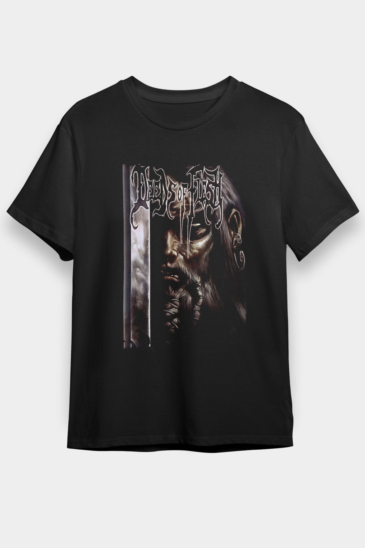 Deeds of Flesh Baskılı Unisex Siyah Tişört - Tshirt