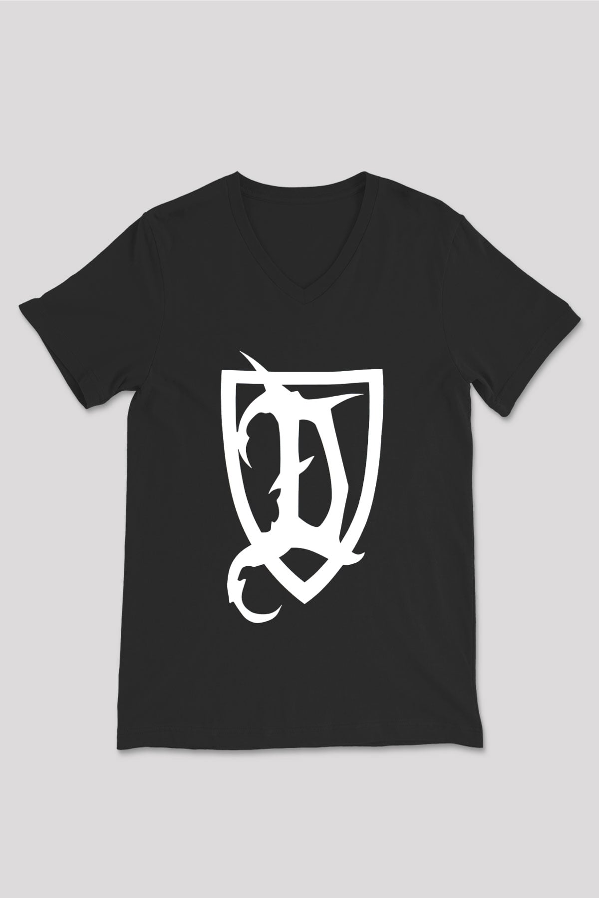 Deeds of Flesh Baskılı Unisex Siyah V Yaka Tişört - Tshirt
