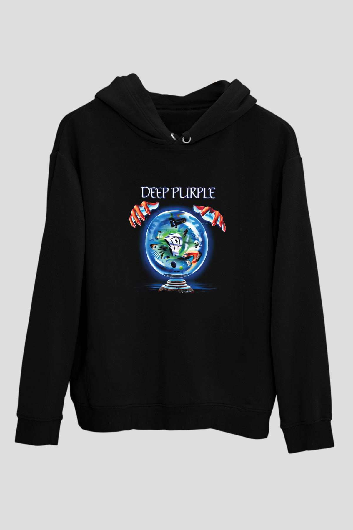 Deep Purple Baskılı Unisex Siyah Hoodie