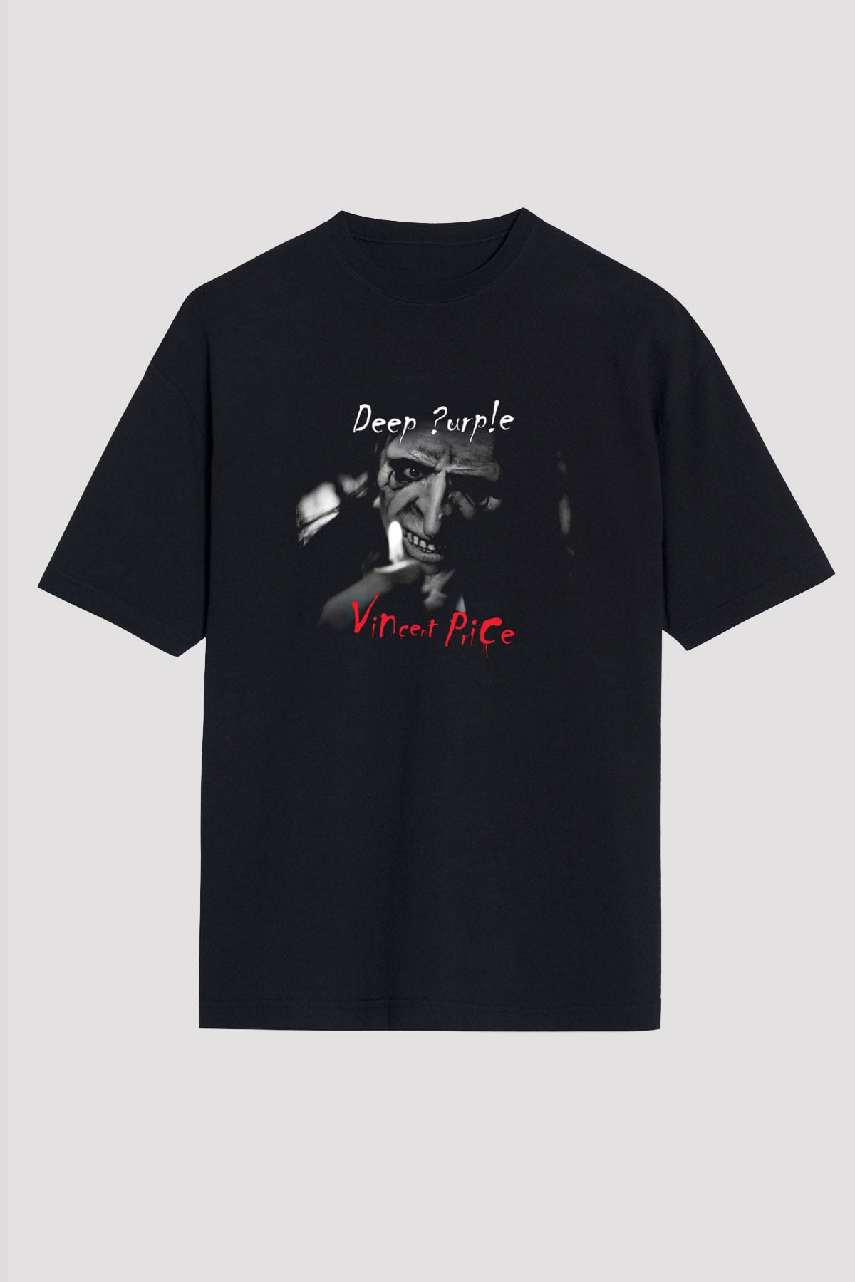 Deep Purple Baskılı Unisex Siyah Oversize Tişört